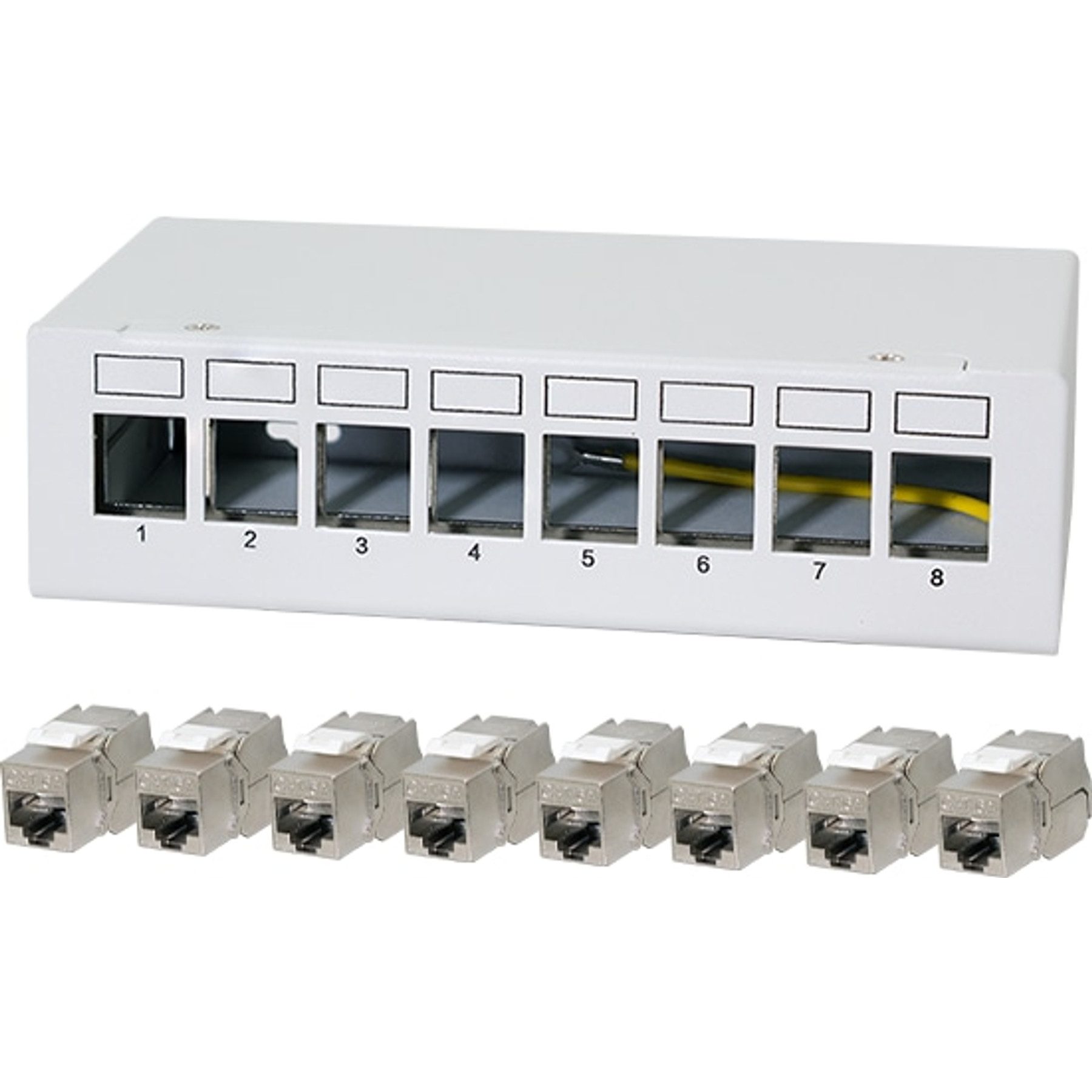 LogiLink LOGILINK Patchpanel NK4092 8Port inkl. 8 CAT6A Modulen Netzwerk-Patch-Panel