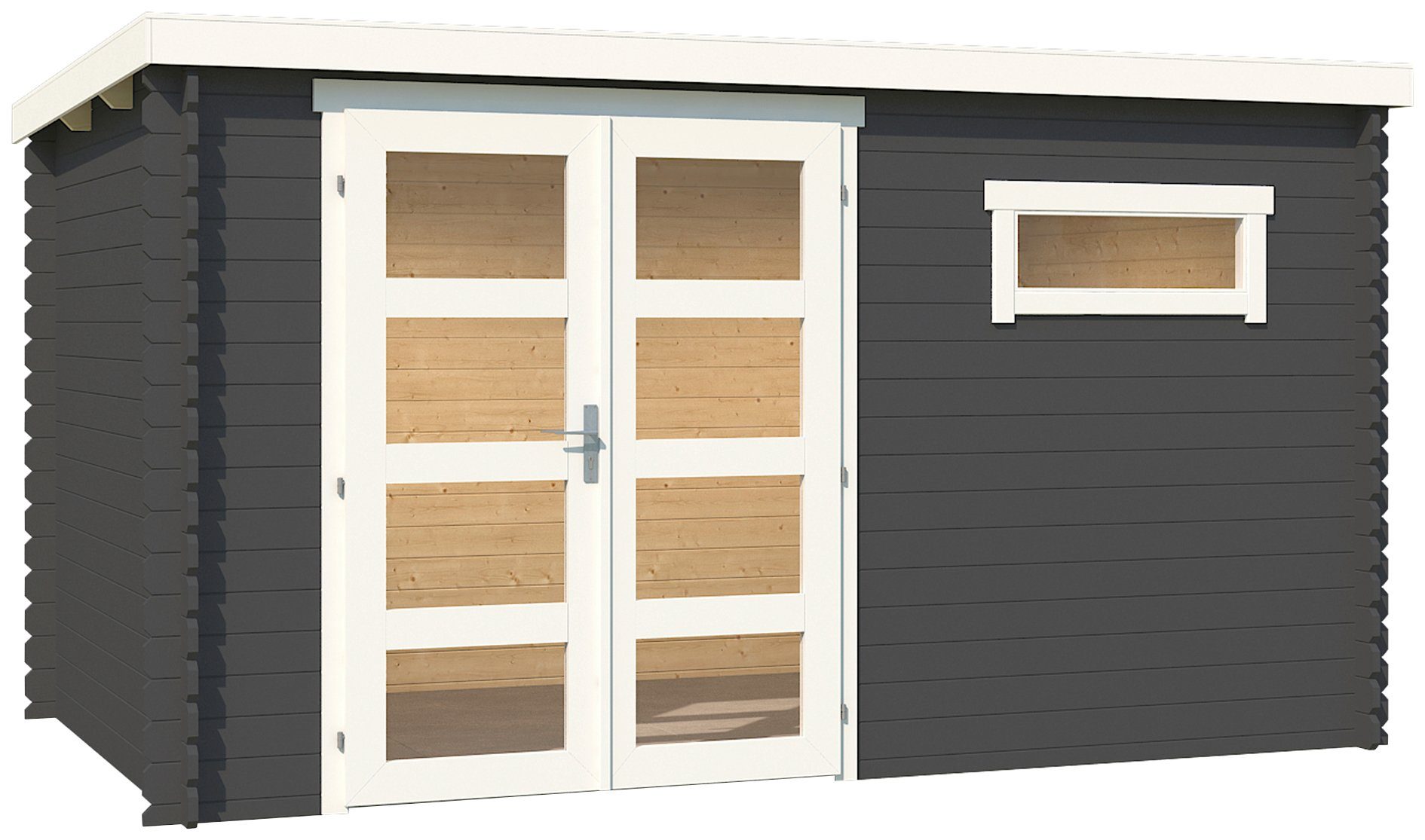 LASITA MAJA Gartenhaus Augusta, BxT: 400x230 cm, Blochbohlenhaus 28mm, Fundamentmass 3800x2300, Carbongrau