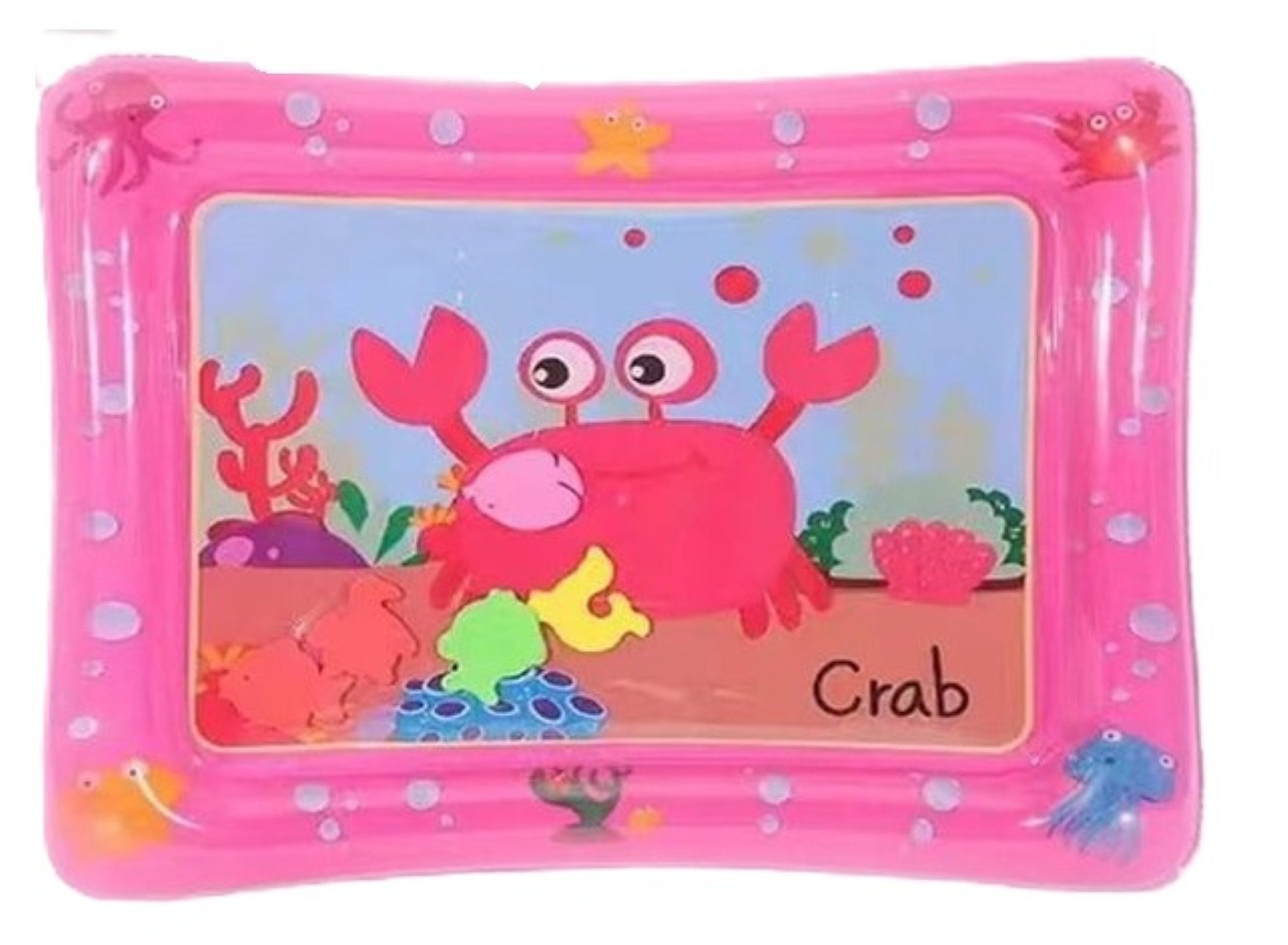 Ikonka Spielmatte XXL Baby Wassermatte Babykrabbe – Aufblasbares Sensorisches Spielzeug (Baby Wasserspielmatte Set, 1x Wasserspielmatte für Babys), Aufblasbare Wasserspielmatte für Babys mit bunten Wassertieren