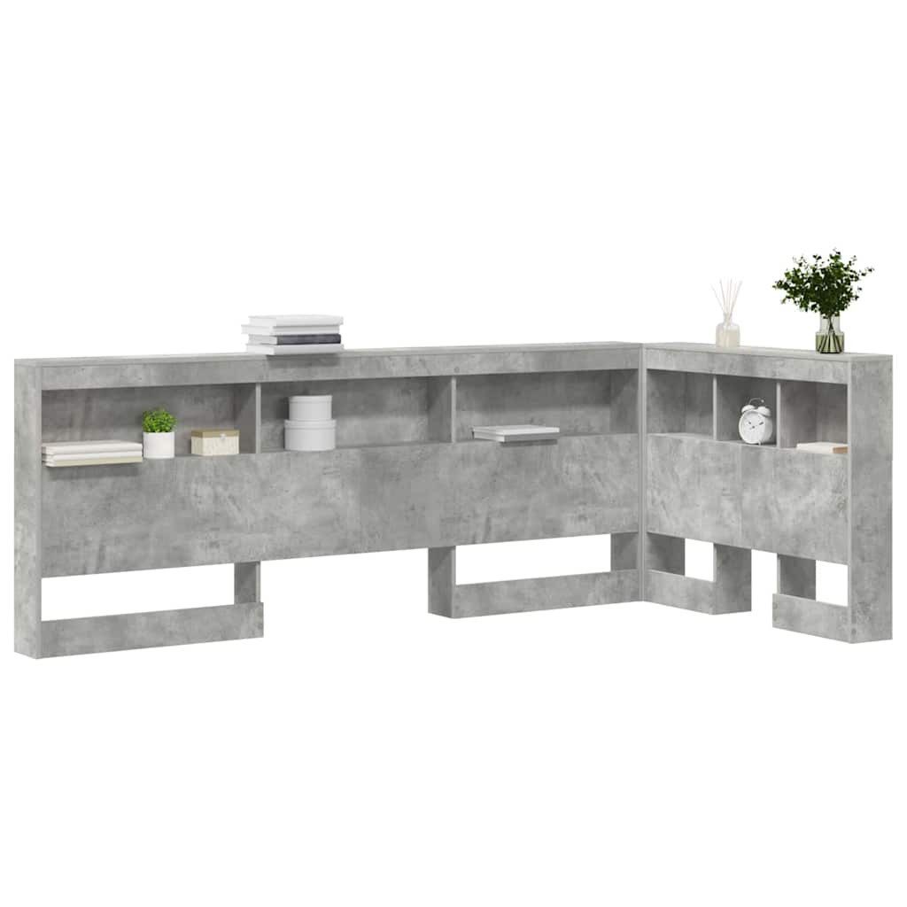 vidaXL Bett Aufbewahrungskopfteil mit Regal Beton Grau 90 cm Holzwerkstoff günstig online kaufen