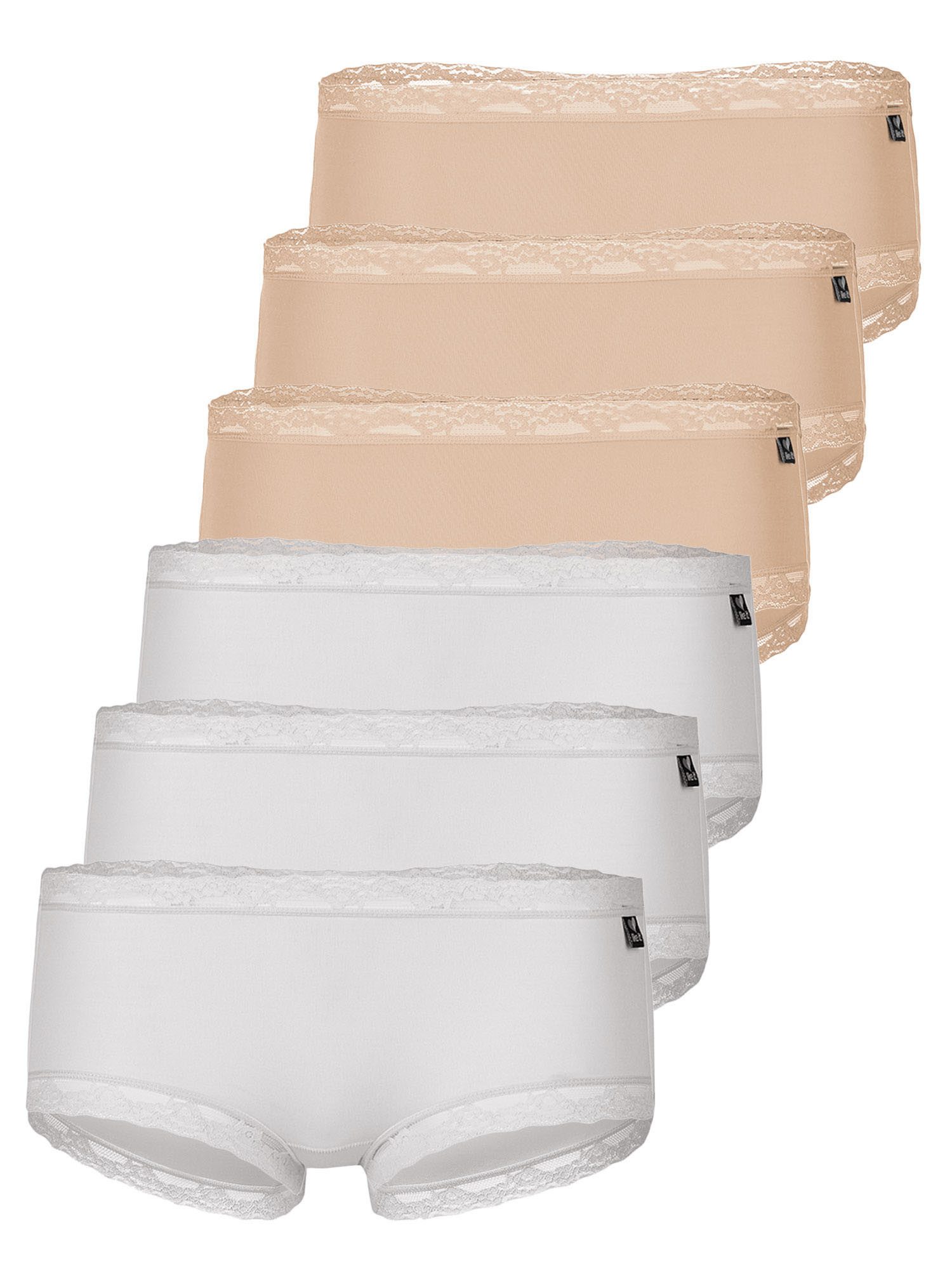 like it! Panty 6er Pack Panty Olivia (Packung, 6-St) glatter Stoff mit feinem Glanz, zarte Spitze