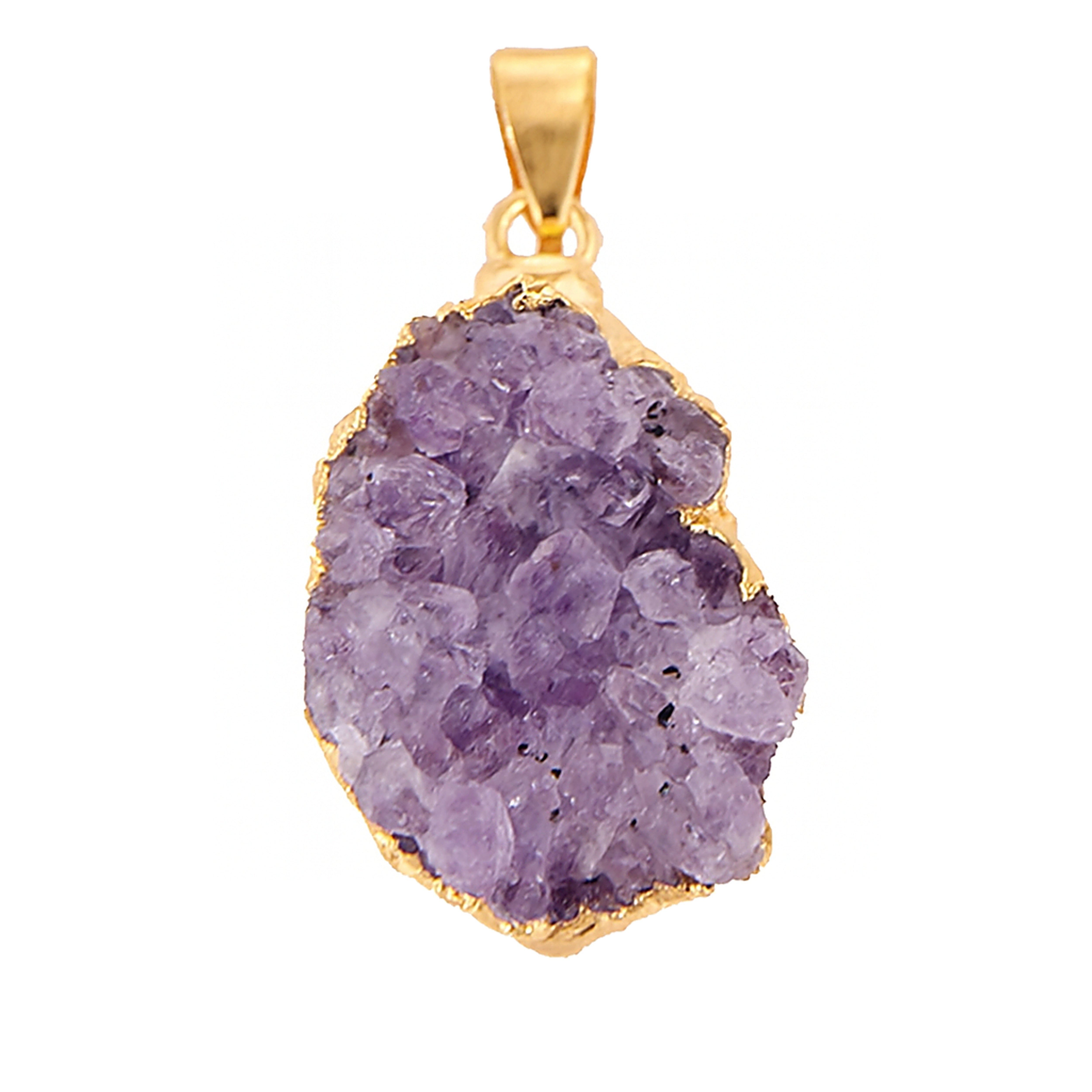 Lebensquelle Plus Kettenanhänger Amethyst-Drusen Rohstein Anhänger gold – Naturstein Kettenanhänger