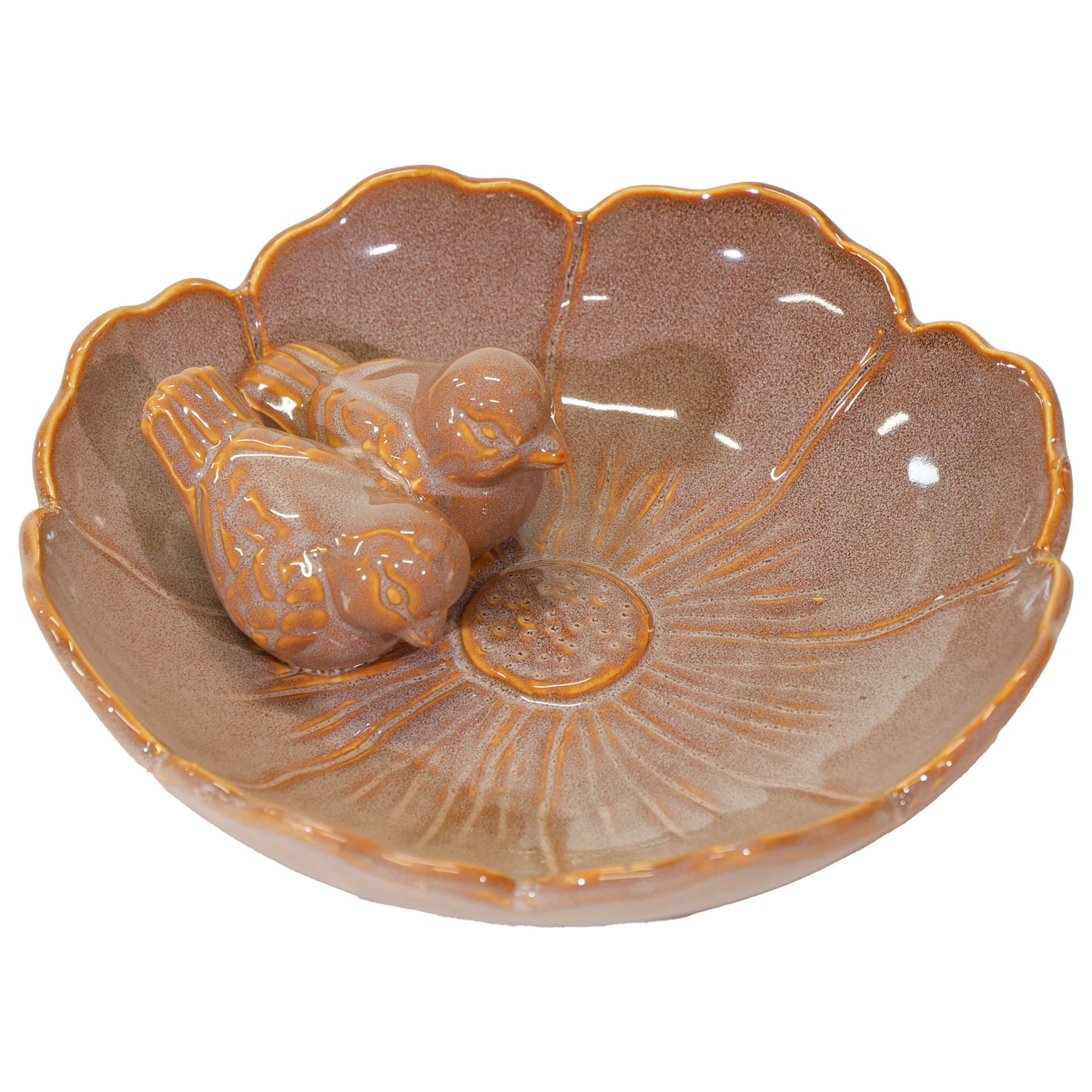 Fachhandel Plus Vogeltränke winterfest, Fleur, Ø 23 cm oder Ø 28 cm, mit 2 Deko-Vögeln, 5 Farben und 2 Größen zur Auswahl