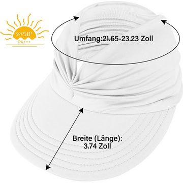 Cbei Sonnenhut Sonnenhüte Damen Sonnenblende Wide Brim Sommer weiß (Sommer Hüte mit Pferdeschwanz, 1-St., 1-st) UV-Schutz Sonnenblende atmungsaktivem