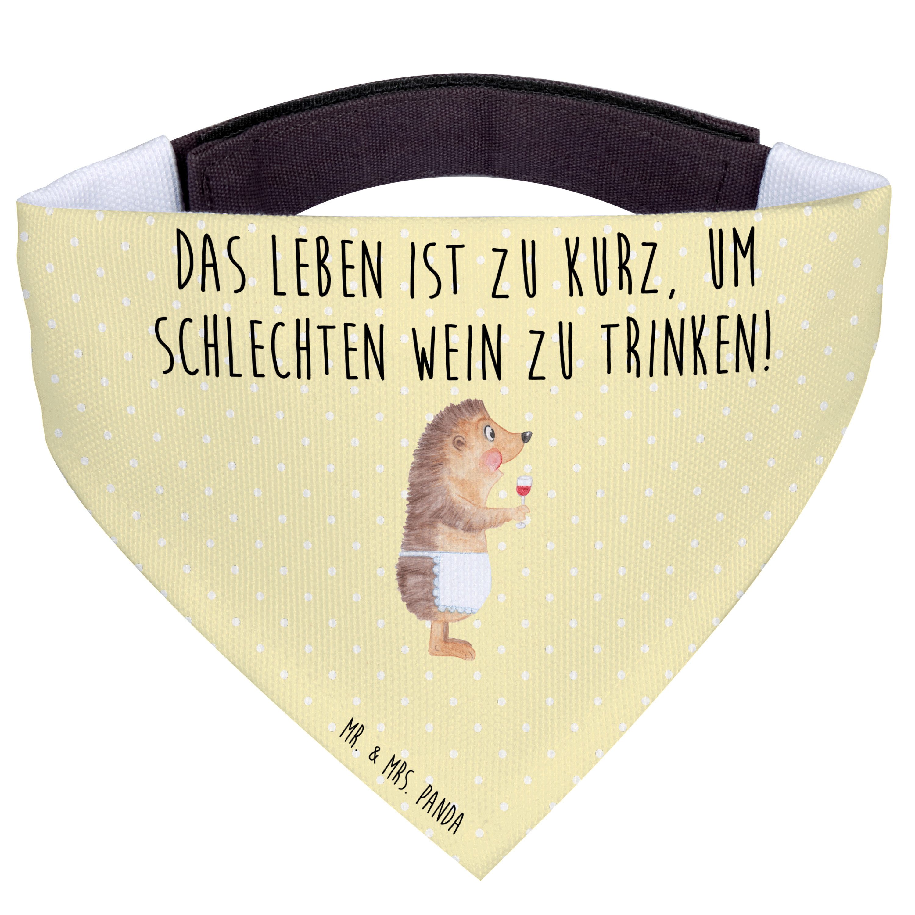 Mr. & Mrs. Panda Hundefliege Igel Wein, Hundehalstuch M, Gelb Pastell, Weißwein, Halstuch, Tuch, R, Polyester