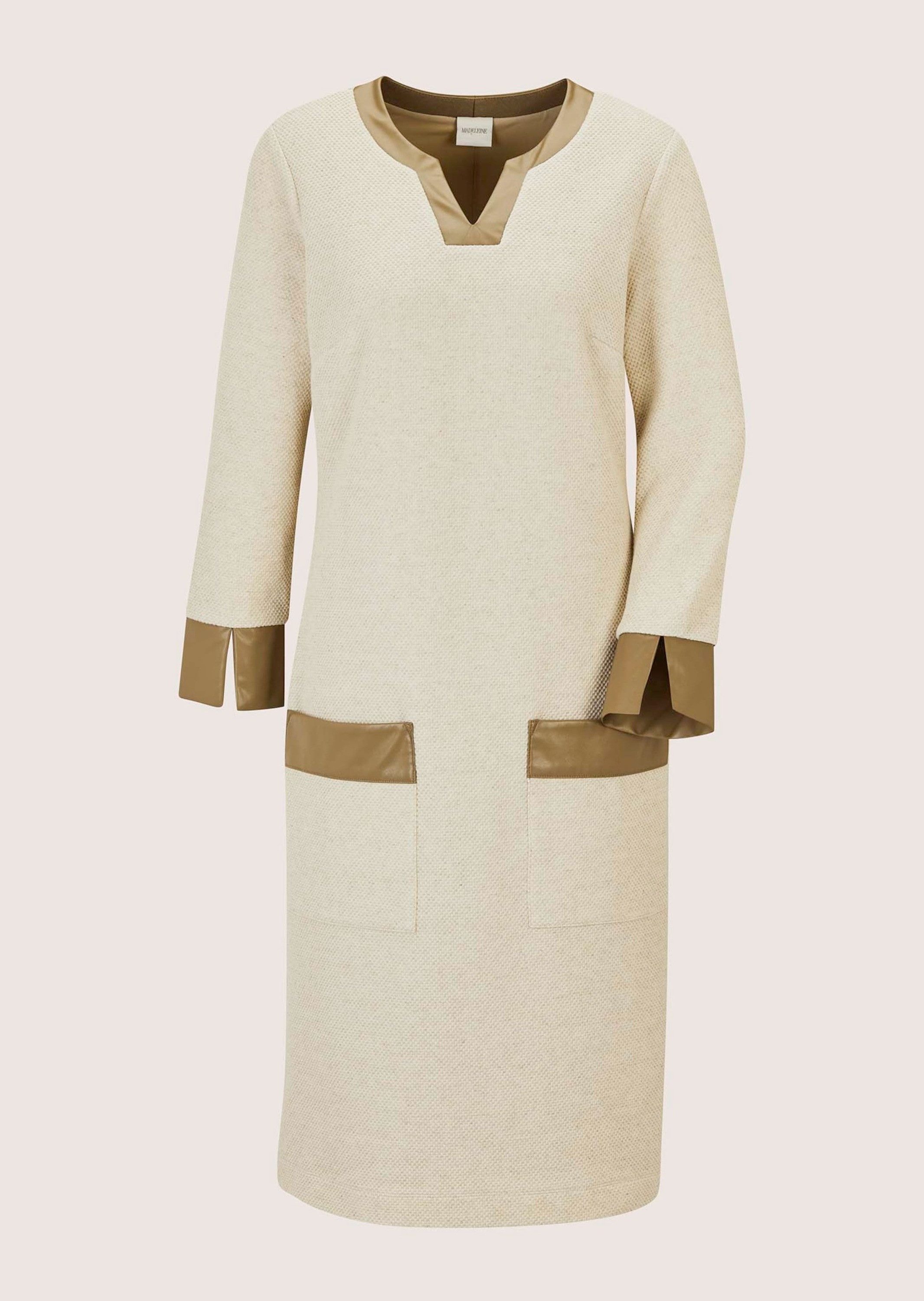 Midikleid Elegantes Kleid mit Lederakzenten