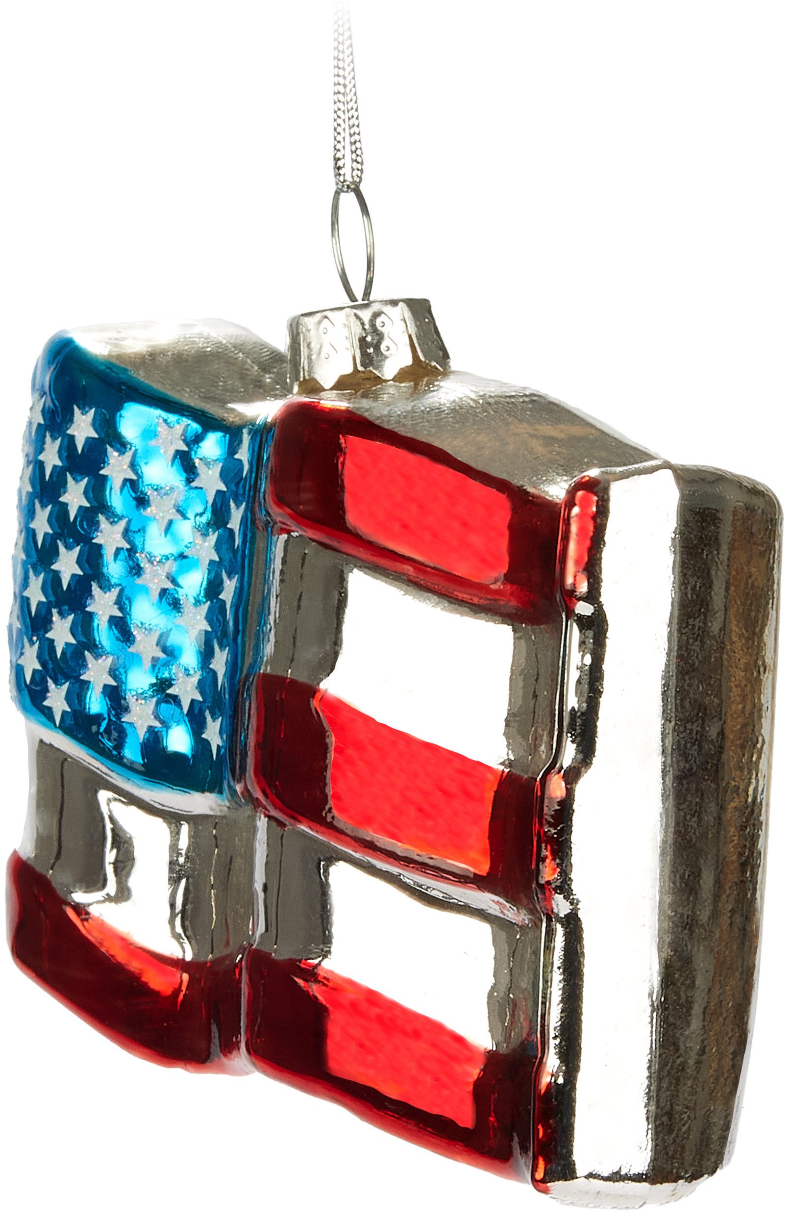 BRUBAKER Weihnachtsbaumkugel USA Flagge - Handbemalte Weihnachtskugel aus Glas (1 St), 10 cm Baumkugel Amerika Fahne - US Deko Christbaumschmuck Mundgeblasen
