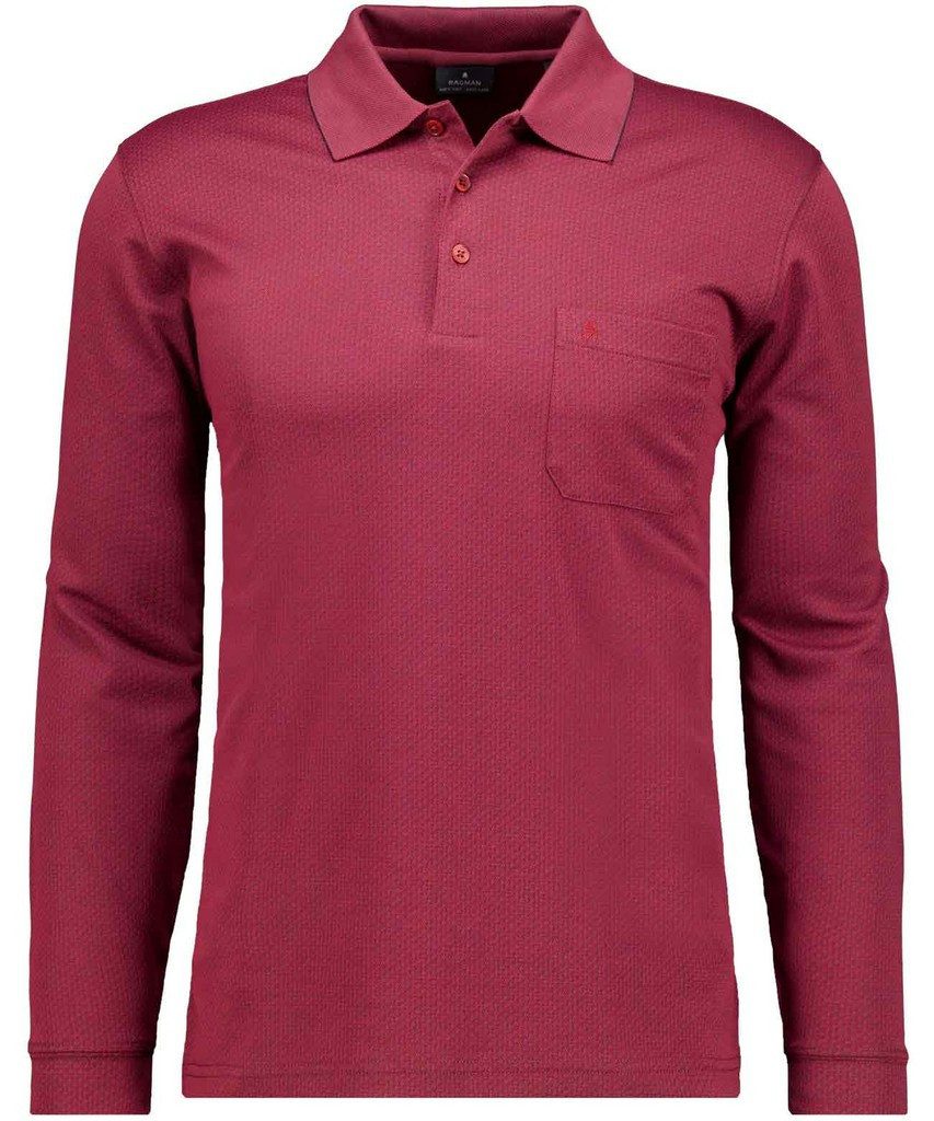 RAGMAN T-Shirt Polo button, LS, jacquard OV