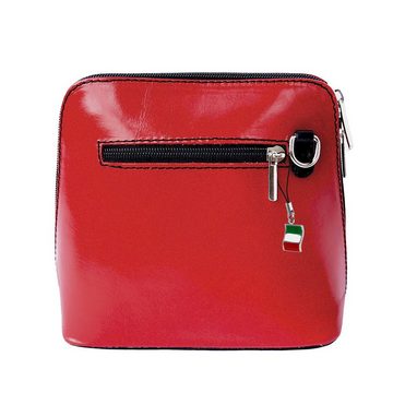 FLORENCE Schultertasche Florence Mini Damen Umhängetasche rot (Umhängetasche), Damen Leder Umhängetasche, Schultertasche, rot, schwarz ca. 17cm