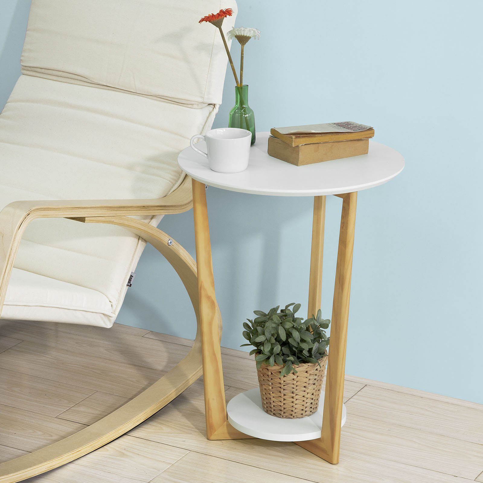 SoBuy Beistelltisch FBT52, Couchtisch Kaffeetisch Balkontisch mit 2 Ablagen