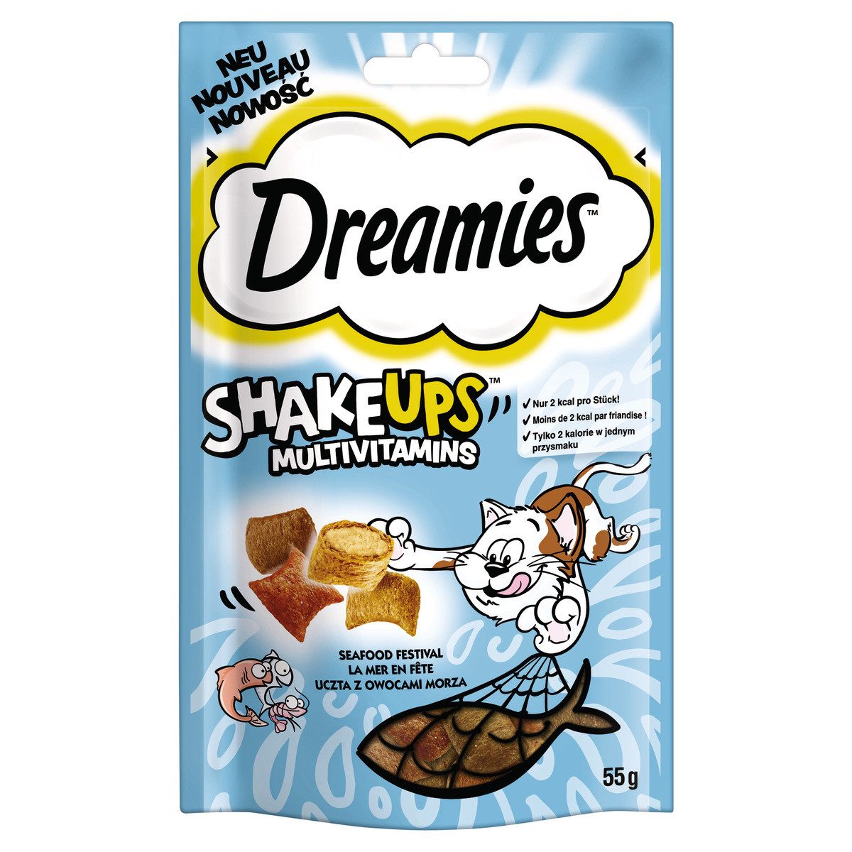 Dreamies ShakeUps Multivitamins Seafood 55 g - 6 Stück, Snack für: Katze