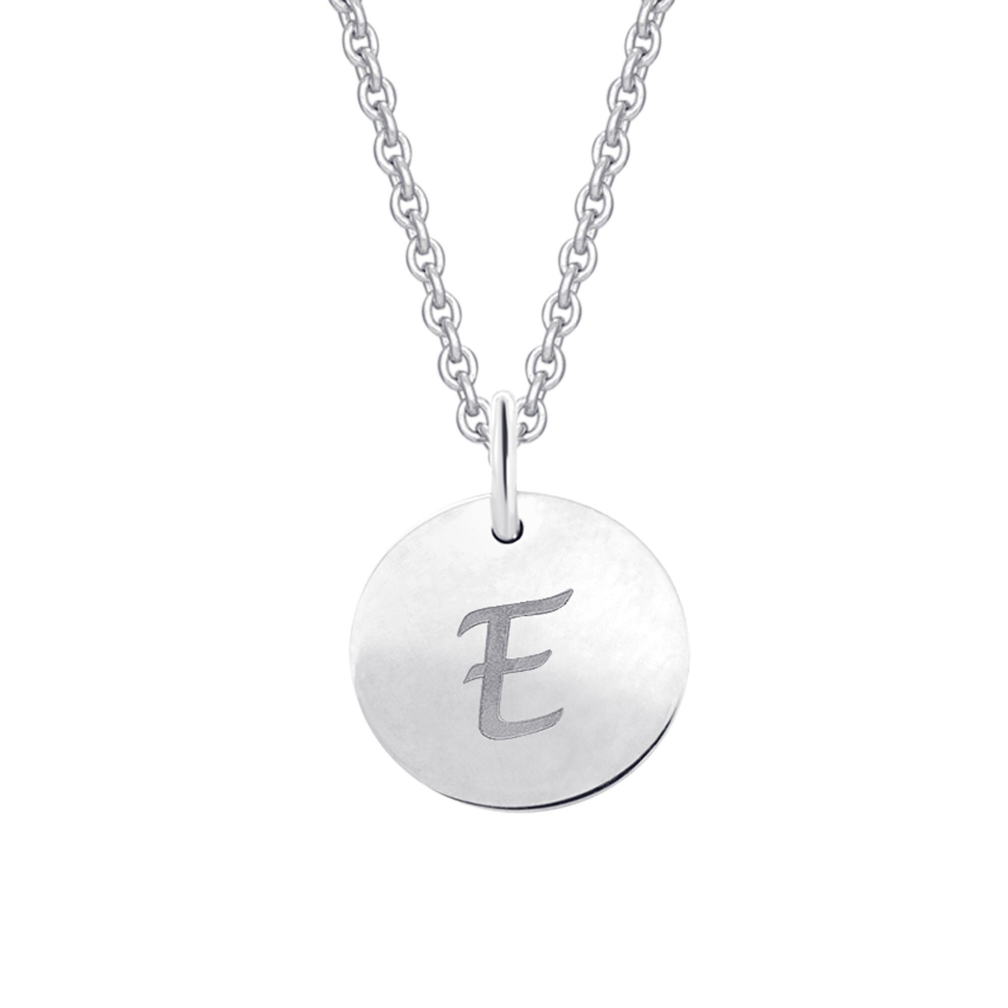 ONE ELEMENT Kettenanhänger Buchstabe E Buchstaben Anhänger aus 333 Weißgold Ø 11,0 mm, Damen Gold Schmuck Buchstabe E