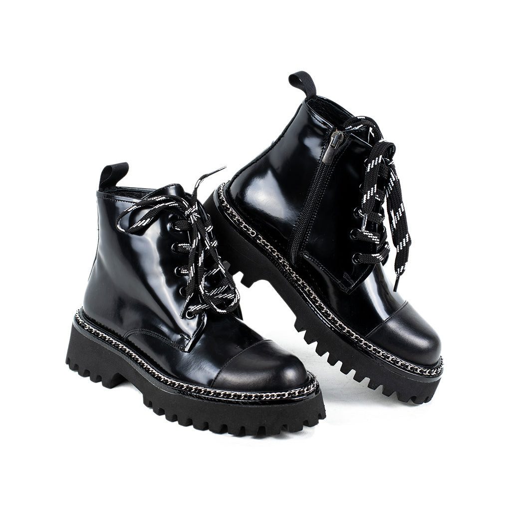 Damen Stiefeletten Schwarz, boots damen, winterschuhe damen mit absatz Schnürstiefel