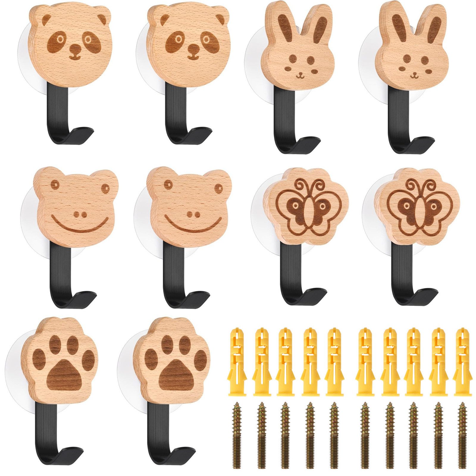 BlingBin Kleiderhaken 5pcs Holz Kleiderhaken Kinder Selbstklebender Wandhak günstig online kaufen