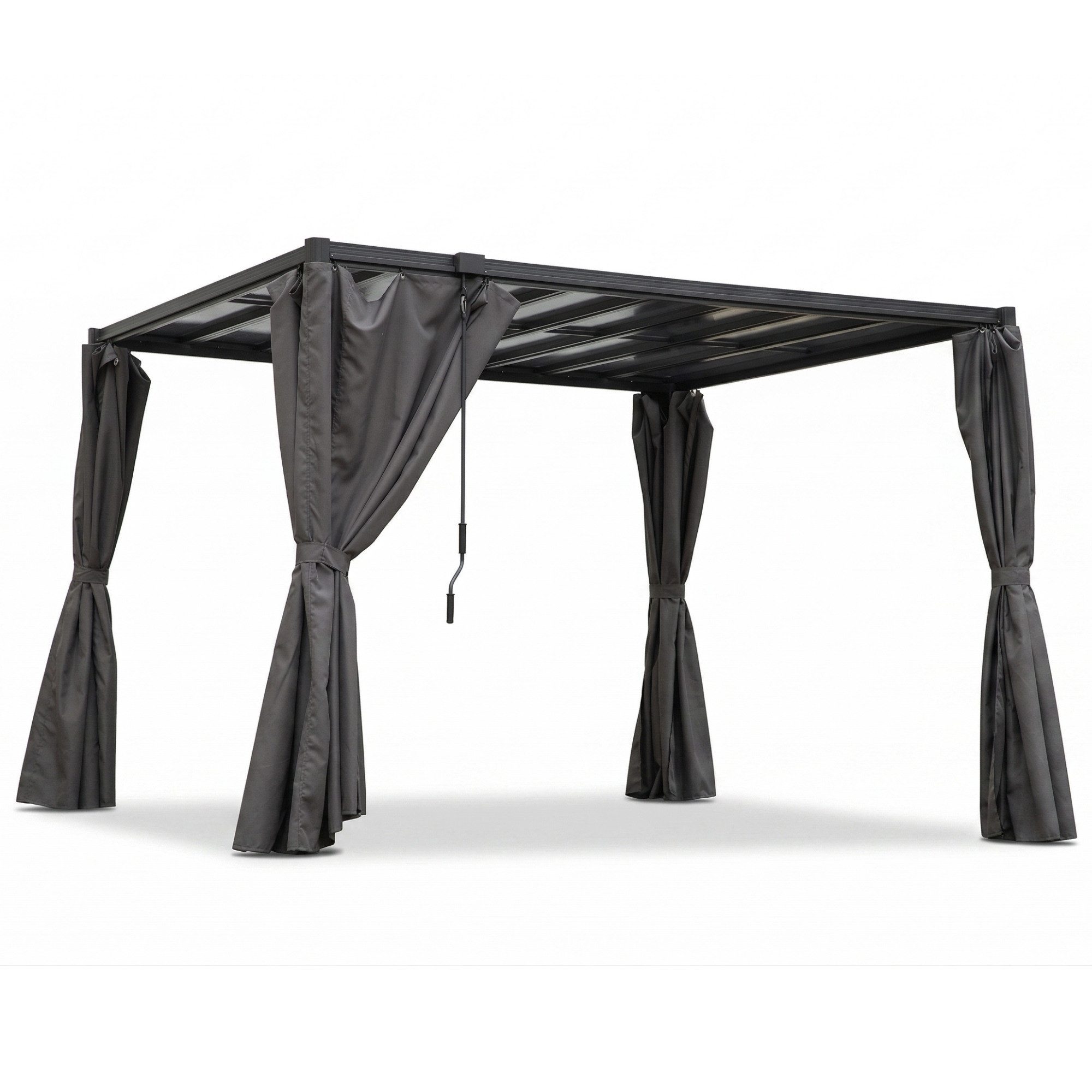 osoltus Terrassendach osoltus Lamellen-Pavillon Pergola Lamellendach 3 x 3,2 m mit Vorhang