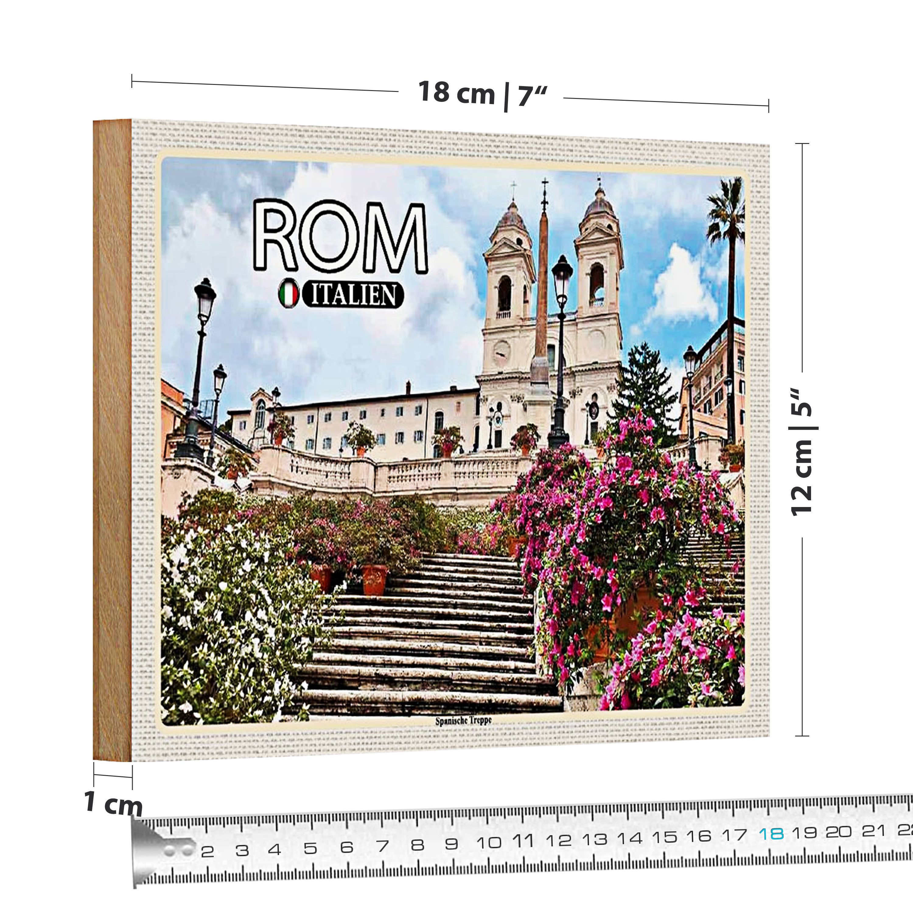 Roomando Holzbild Reise Rom Italien Spanische Treppe Kirche 18x12cm