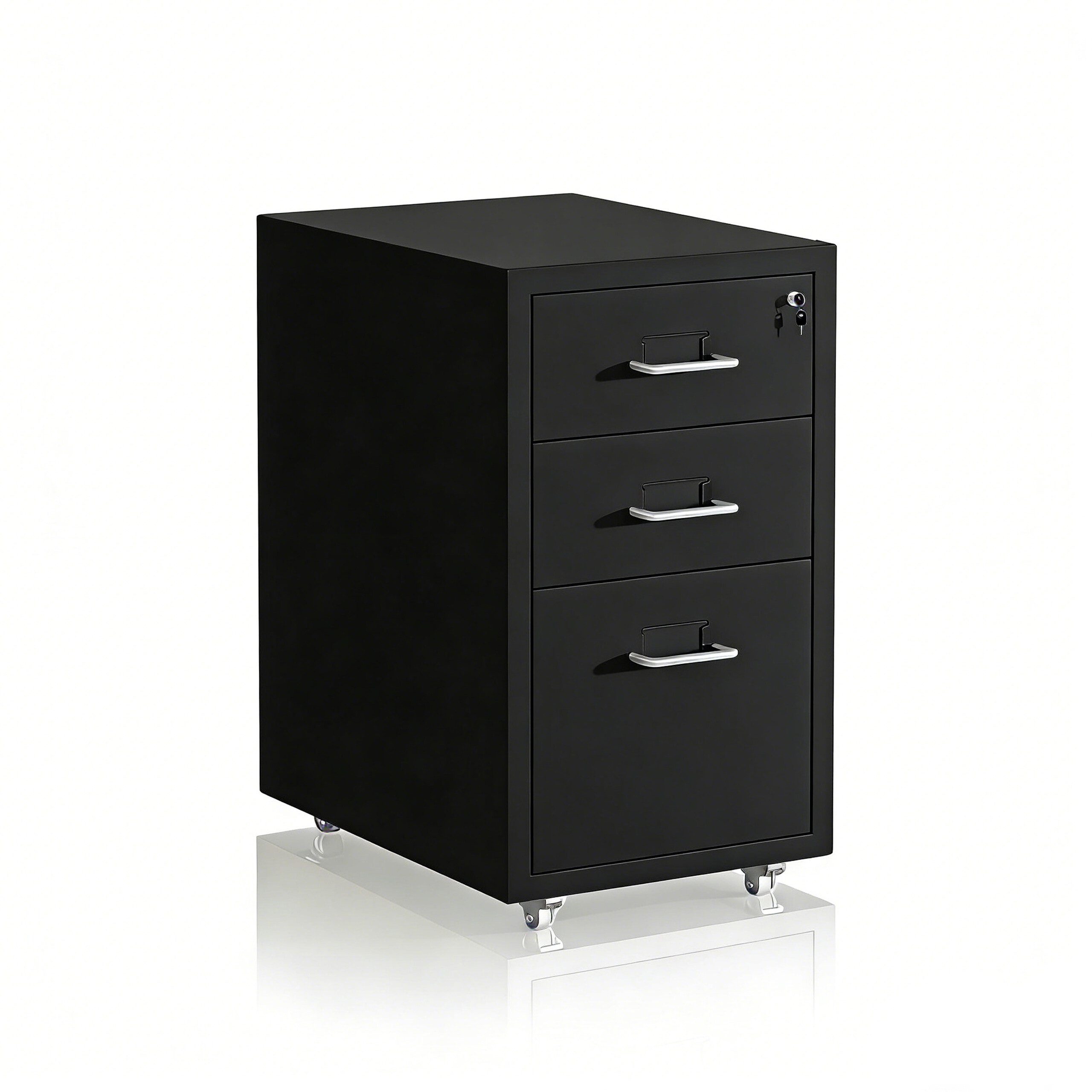 relaxdays Rollcontainer Abschließbarer Rollcontainer aus Metall, schwarz