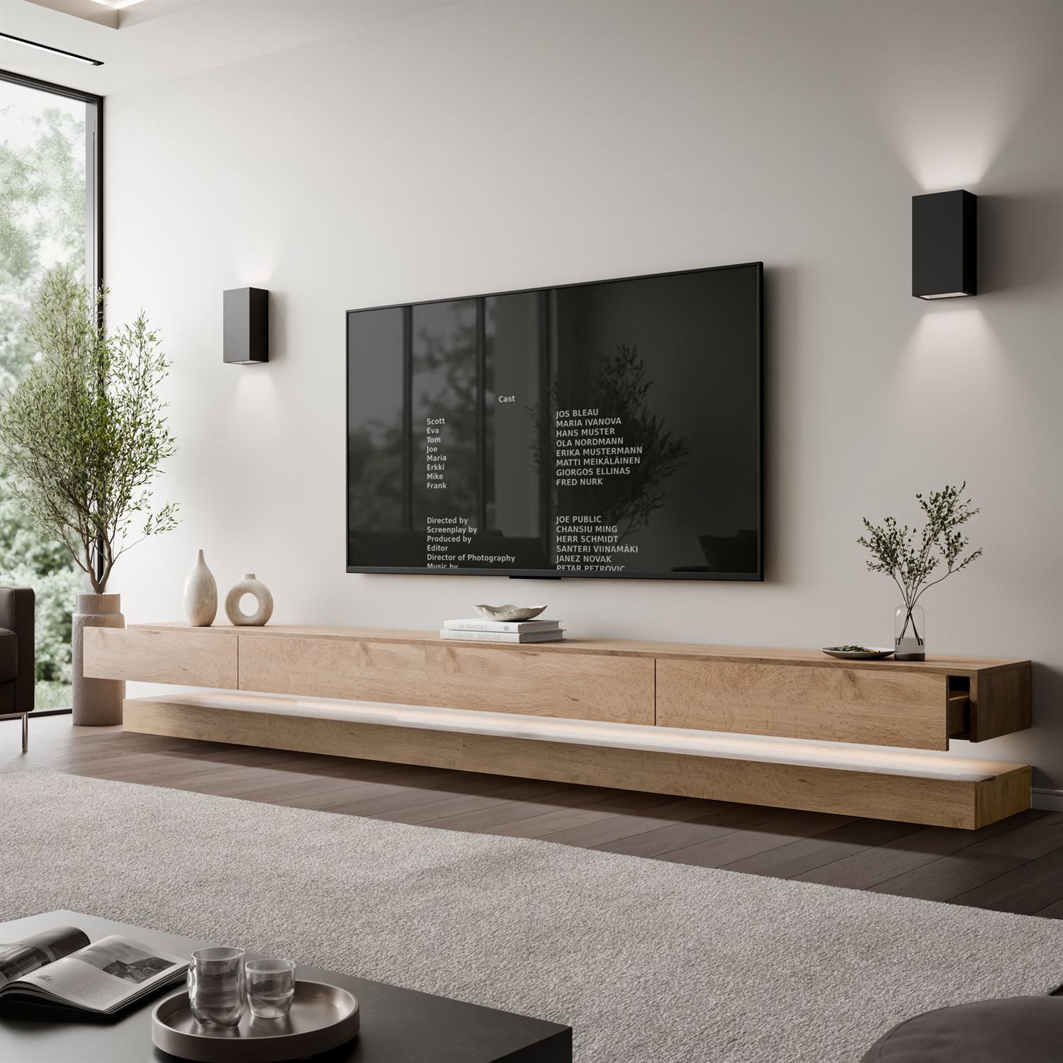 Lookway TV-Schrank SKY 280 cm mit LED-Beleuchtung (2x Tv-Schrank) 280x34x25 cm – Bild 3 von 5