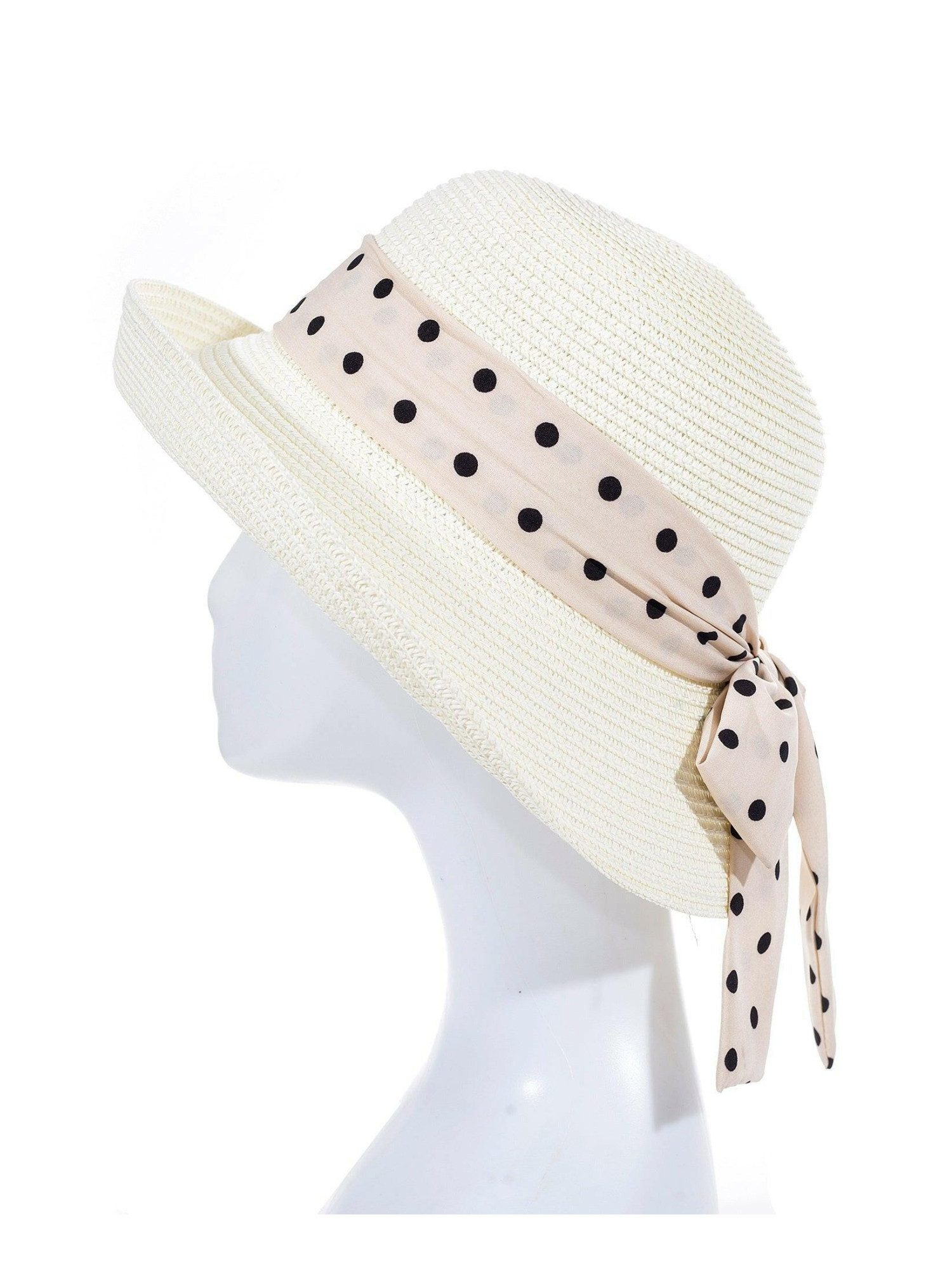 Adel Accessoires Sonnenhut Damenhut mit Schleife und Punkten – 50–55 cm – Sommerhut