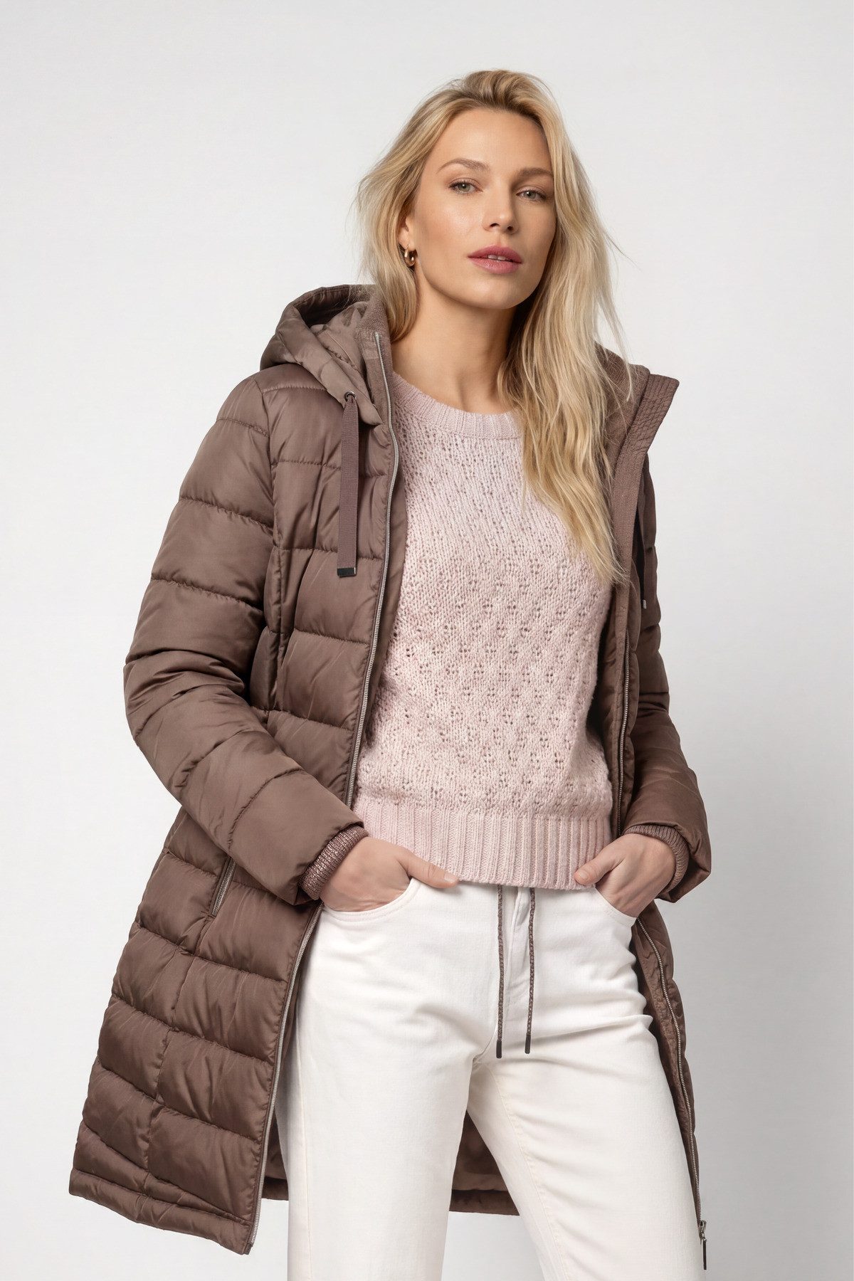 Monari Steppmantel Mantel Stepp Regular fit mit Stehkragen und Kapuze