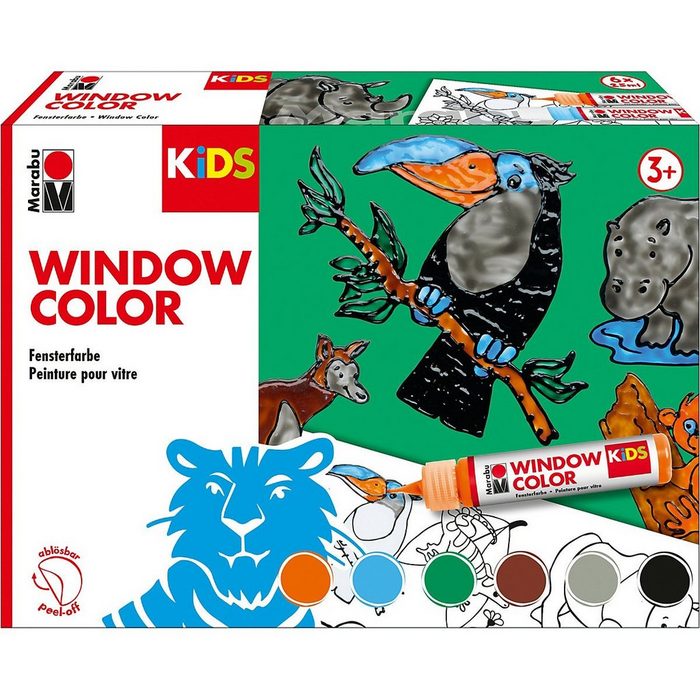 Fenstersticker KIDS Window Color Set DSCHUNGEL 6 x 25 ml Marabu