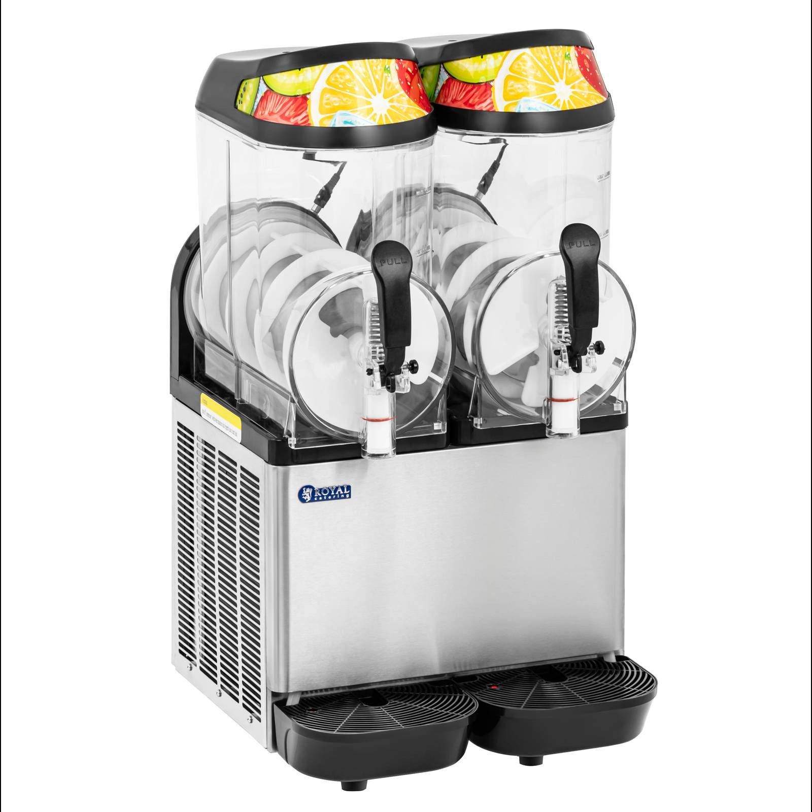 Royal Catering Slush Maker Slush-Maschine Slushy Maker Slush-Eismaschine Slush Ice Maschine 2 x, Stahl (verzinkt), Edelstahl (304), Kunststoff (Polycarbonat)