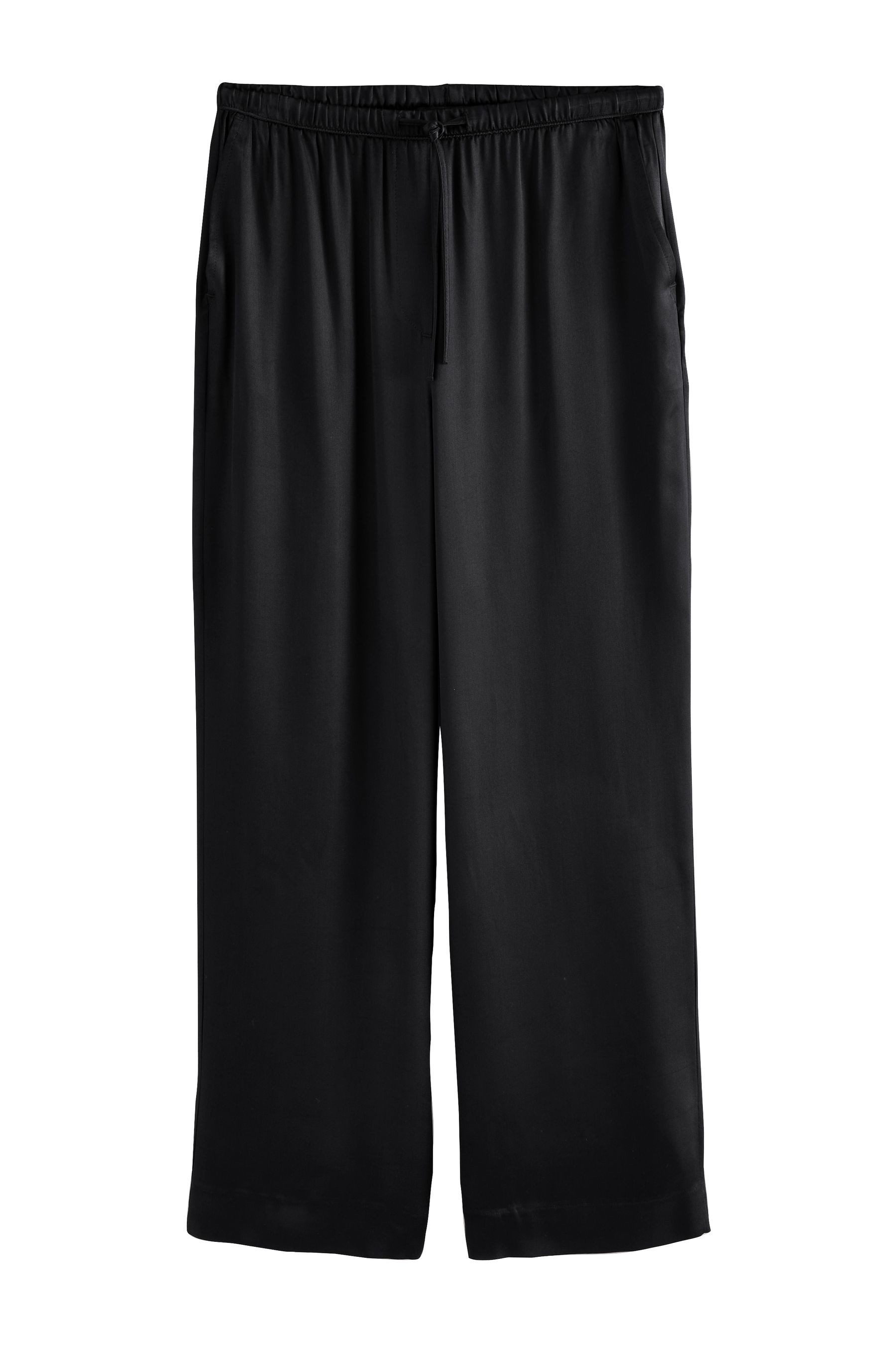 Stoffhose Hose mit weitem Bein und Satin-Bindegürtel