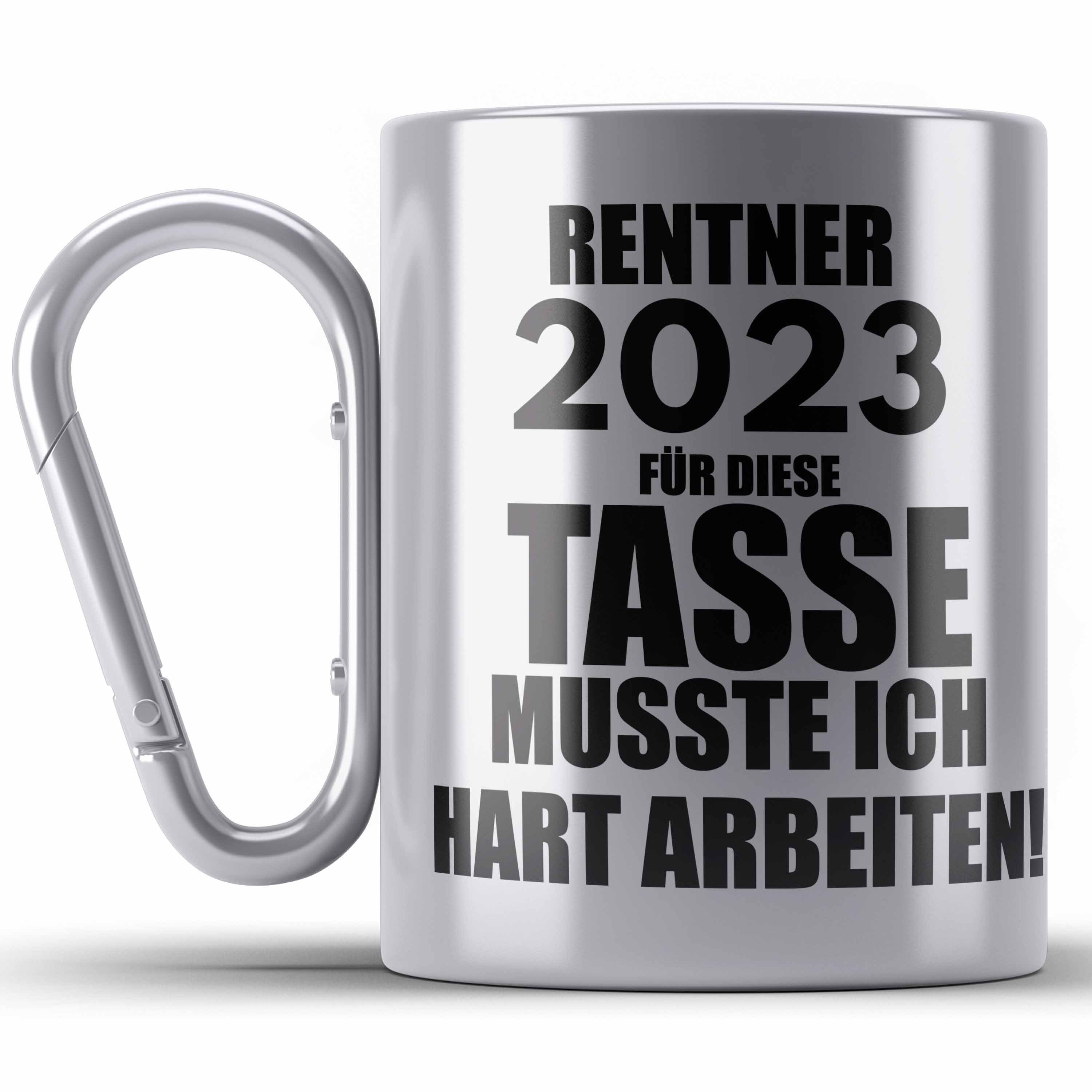 Trendation Thermotasse Rente Edelstahl Tasse 2022 Spruch Ruhestand Rentner Geschenk Rentnerin Silber