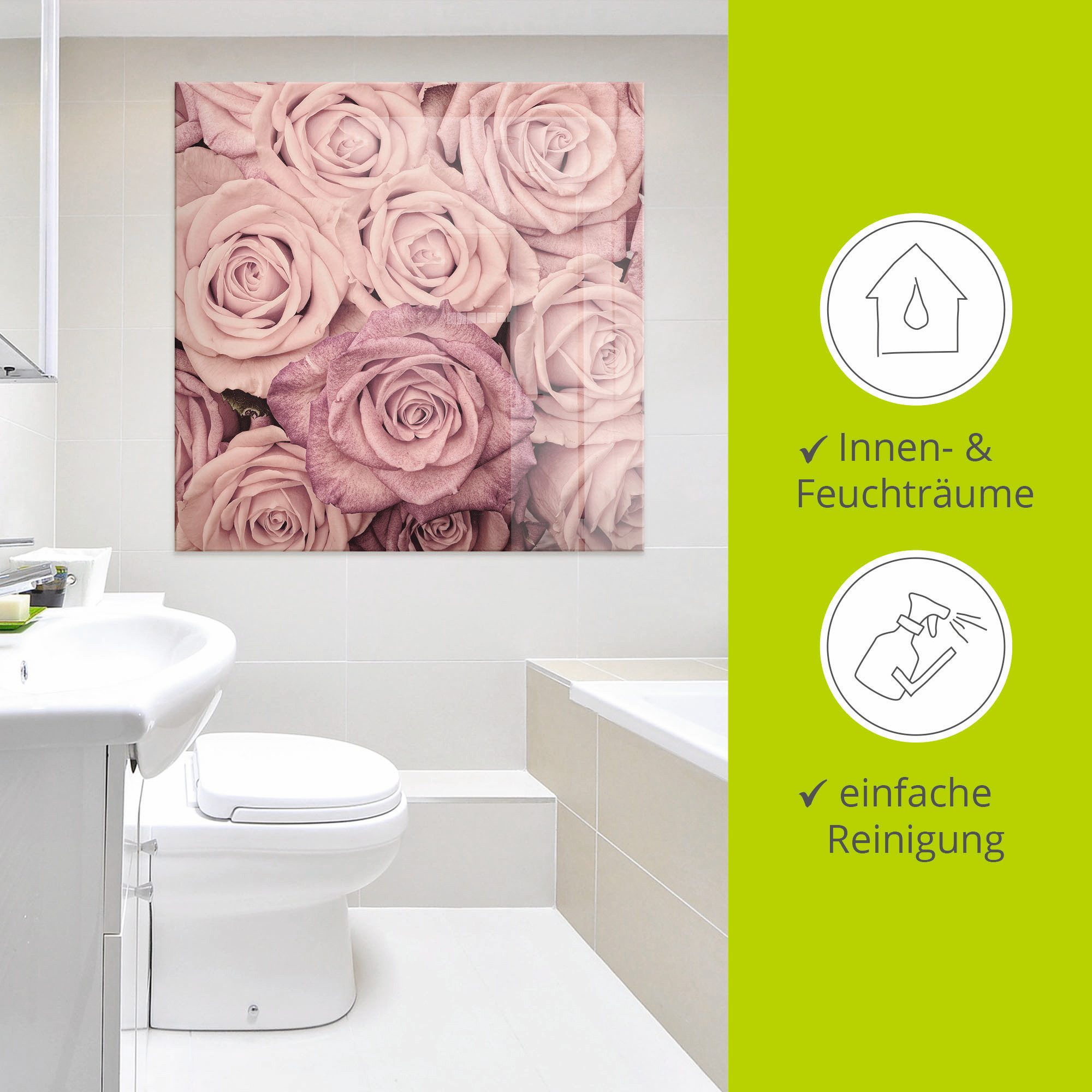 Artland Glasbild Rosen, Blumen (1 St), in verschiedenen Größen