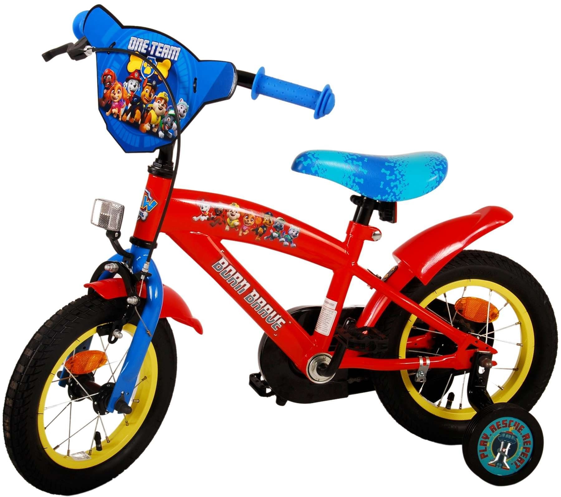 PAW PATROL Kinderfahrrad Jungen - Rot / Blau - verschiedene Größen - 85% zusammengebaut, bis 60 kg, Rücktrittbremse, Lenkerhöhe einstellbar, Luftbereifung
