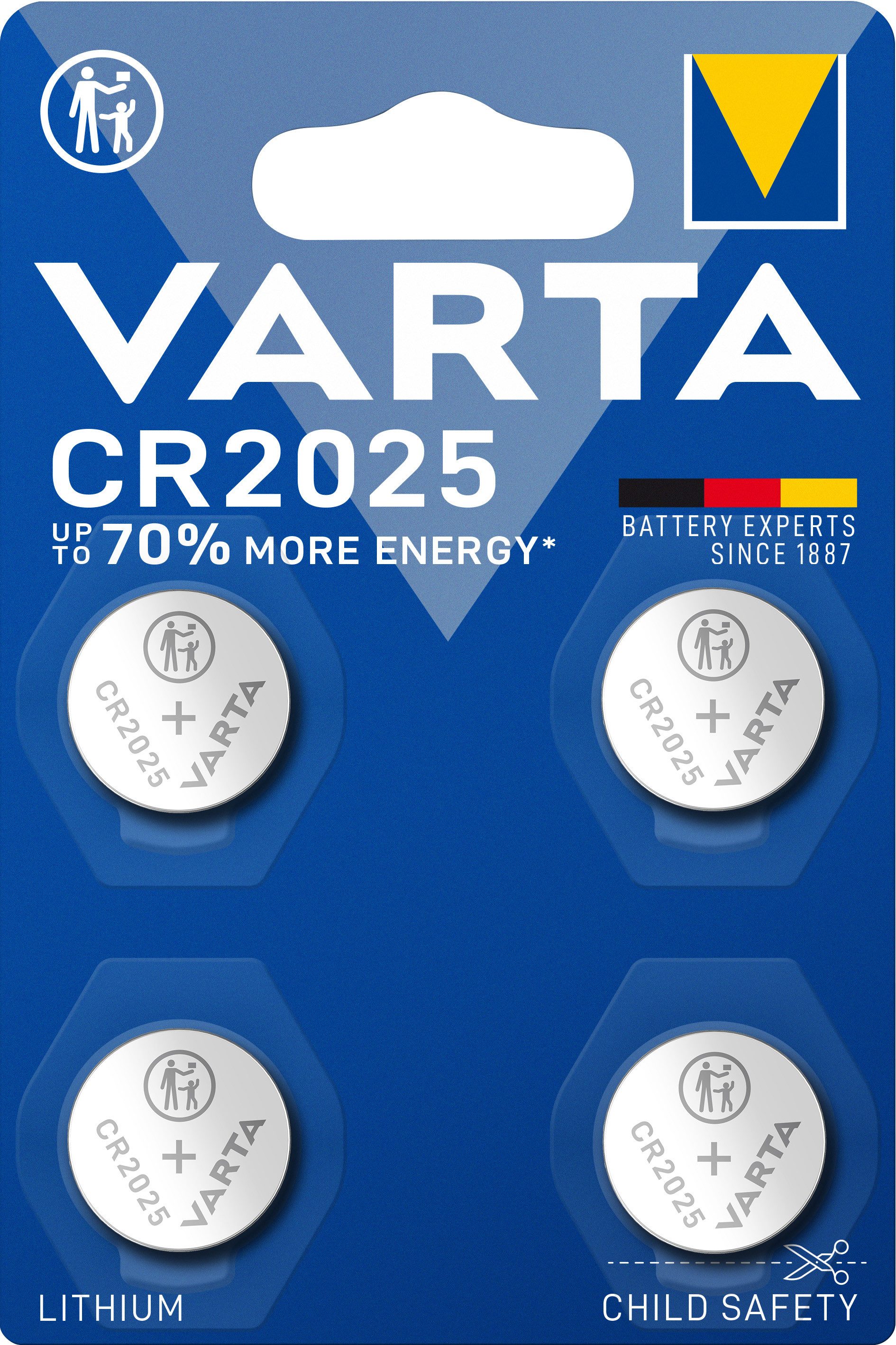 VARTA Varta Batterie Lithium, Knopfzelle, CR2025, 3V Electronics, Retail Bl Knopfzelle, (3,0 V)