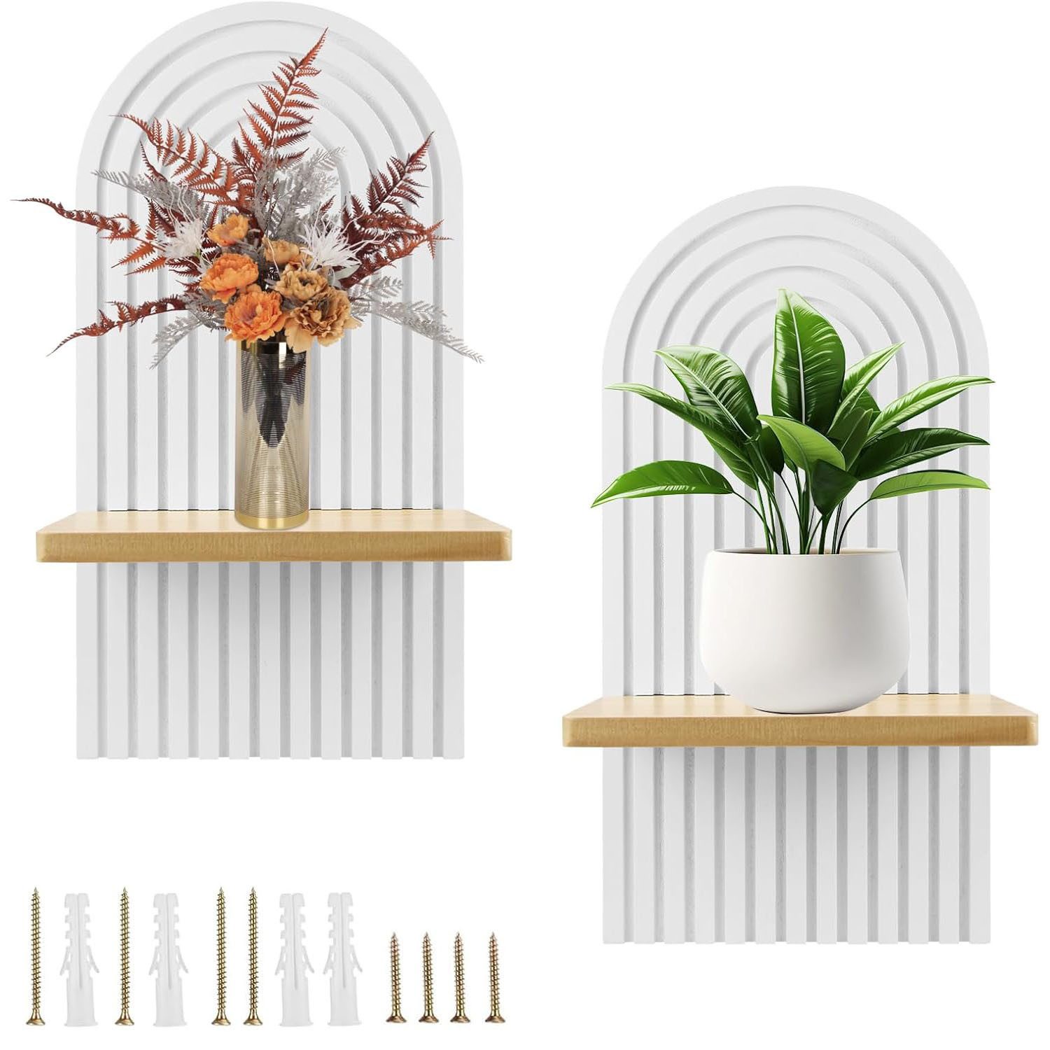 SURFOU Deko-Wandregal 2 Stück Holz Boho günstig online kaufen