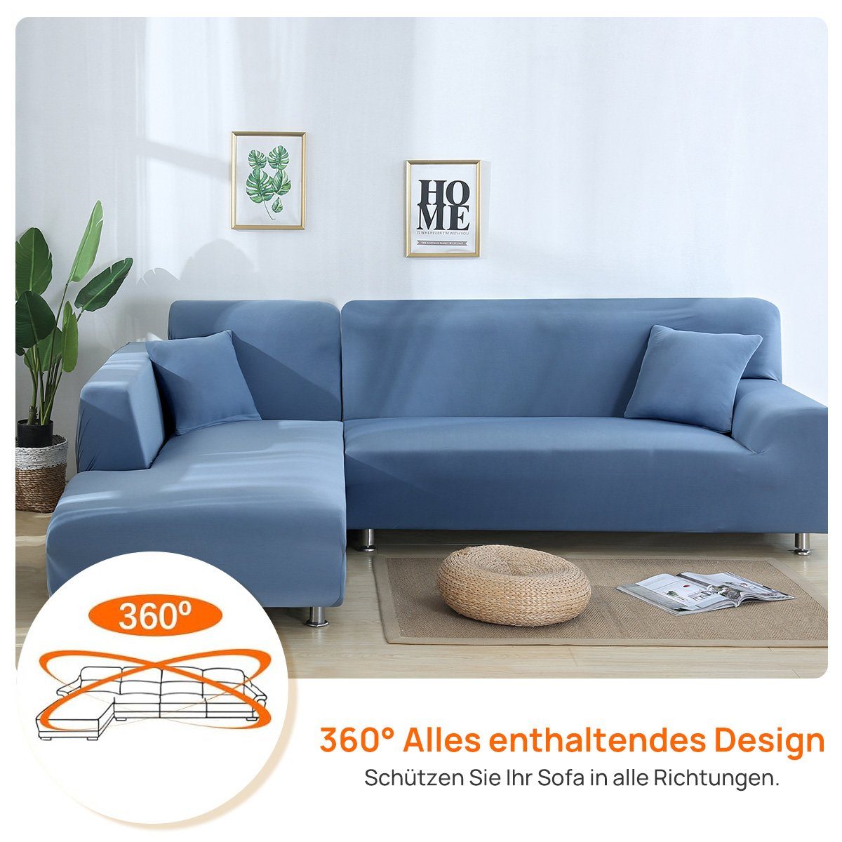 Sofahusse für Sofa Protector Stretch Couchbezug blau Hunde MULISOFT, Wohnzimmer Universal, Sofabezug für Haustiere Überwürfe Waschbar
