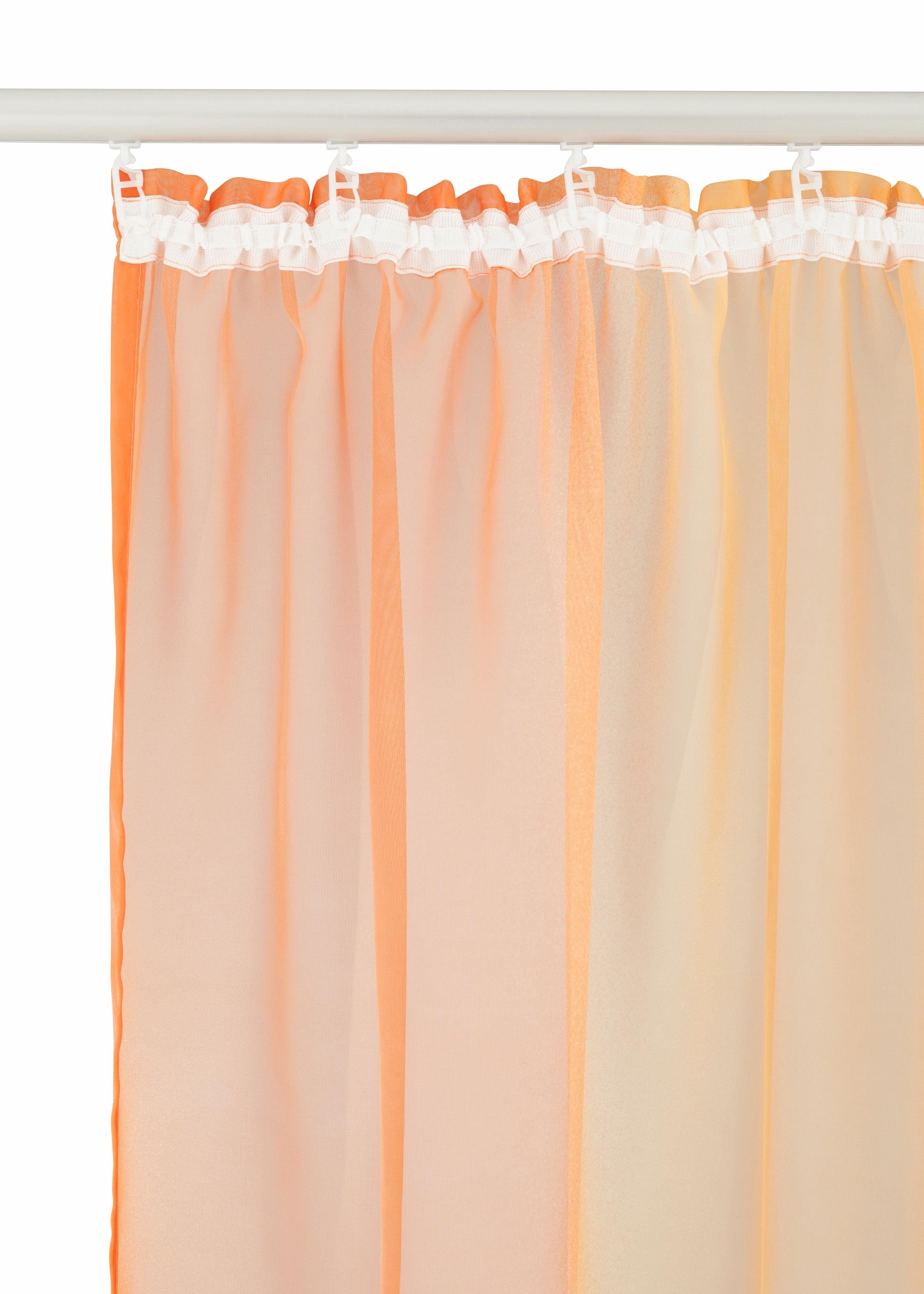 transparent, Voile, my Gardine home, Valverde, Fertiggardine, transparent orange Kräuselband Vorhang, St), (2