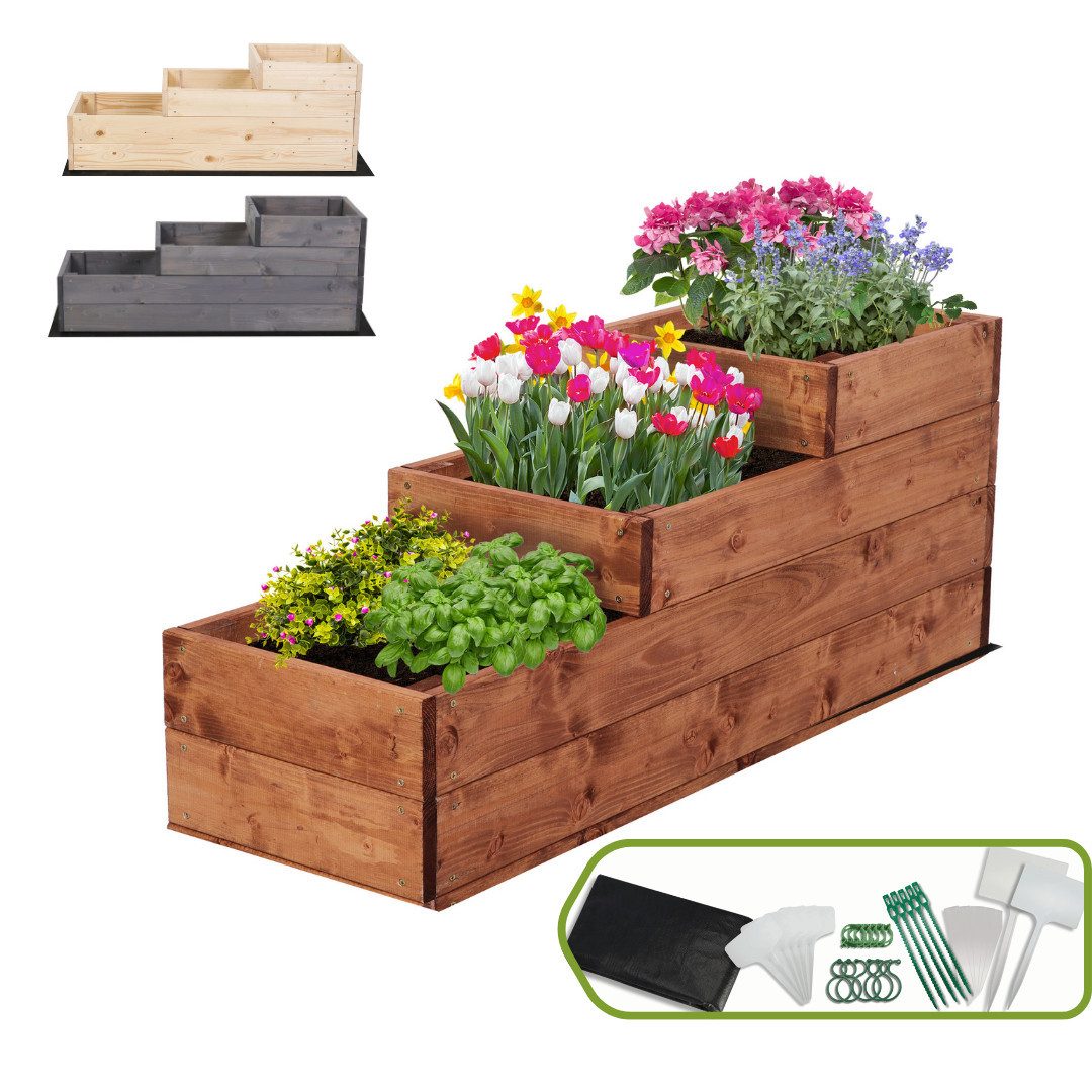Modo24 Hochbeet ZP07 Kräuterbeet, Gartenbeet, Pflanzkasten, Blumenbeet, Gemüsegarten, für Garten und Terrasse, Kiefernholz Massivholz, Höhe 36 cm, 3 Farben