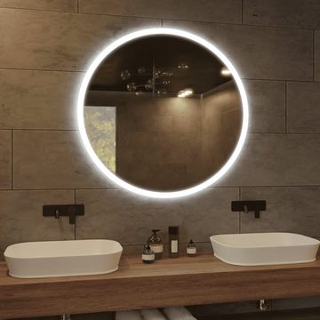 Village Design Badspiegel Rund Spiegel Meris, Spiegel mit LED Beleuchtung, Badspiegel rund