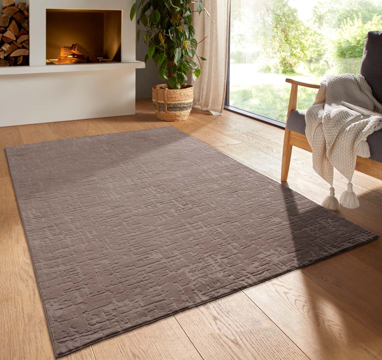 TaraCarpet Teppich TaraCarpet Homestyle 399 Vintage, rechteckig, Höhe: 10 mm, Vintage hoch-tief weich waschbar taupe 50x80