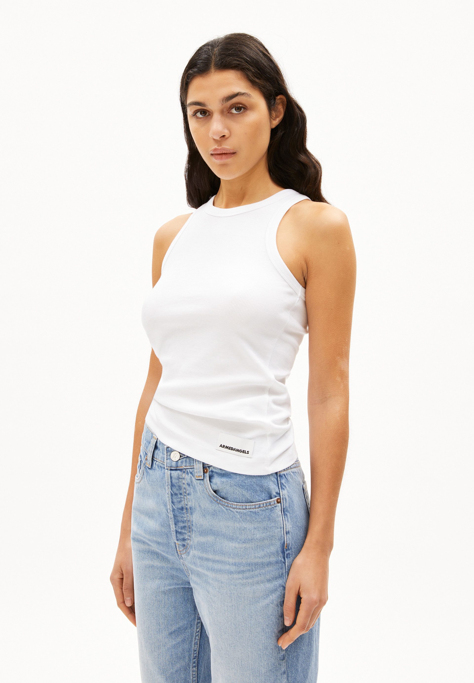 Armedangels Shirttop KANITAA Ripp-Top aus Bio-Baumwoll Mix Fitted (1-tlg., günstig online kaufen
