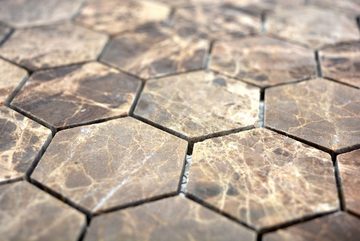 Mosani Mosaikfliesen Marmor Mosaik Fliese Naturstein Impala dunkelbraun poliert glänzend