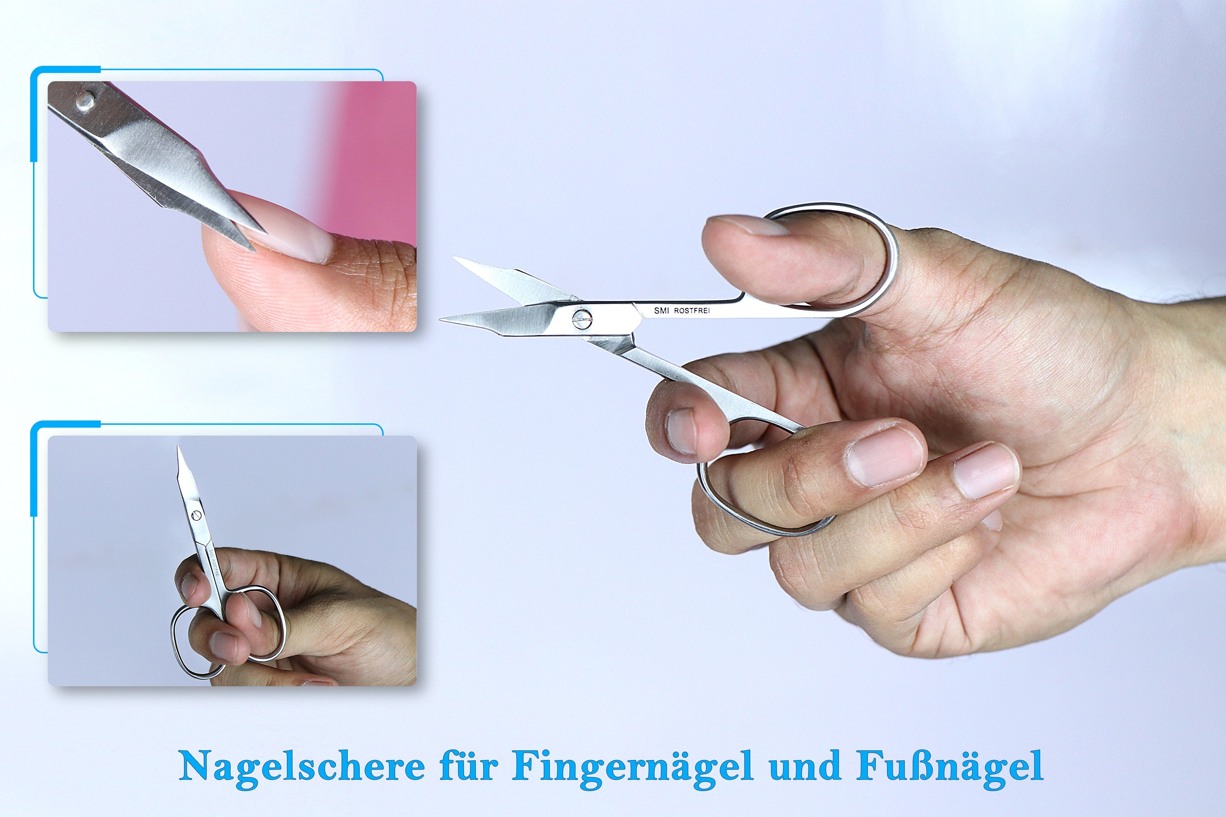 SMI Nagelschere Nagelschere Gebogen Fingernagel + Etui Maniküre Hautschere Fußnagel