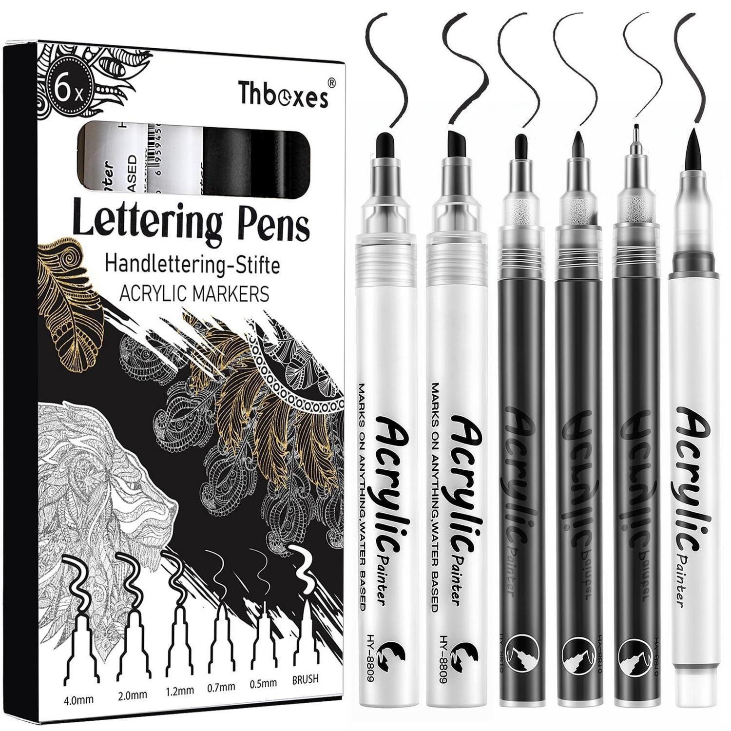 LuxusKollektion Lackmarker Acrylmarker Set Schwarz 6er-Pack