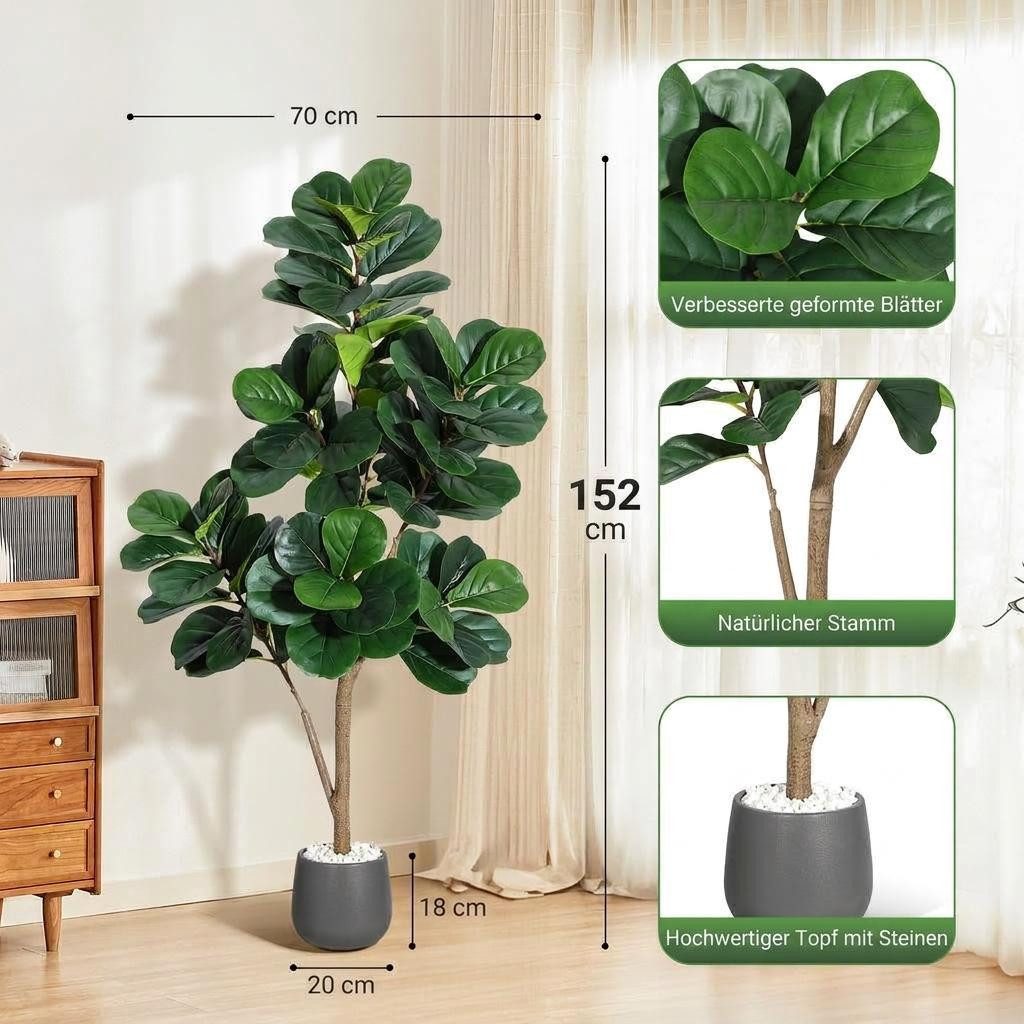 Kunstbaum Künstlicher Geigenblatt-Feigenbaum, Kunstpflanzen,künstlicher Baum, GarveeMore, Höhe 150 cm