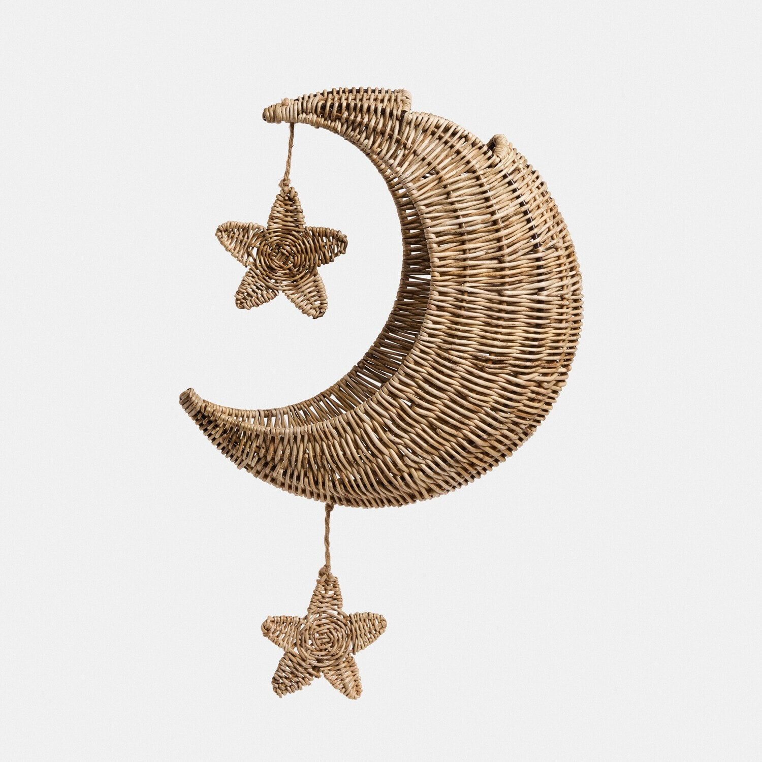 Mirabeau Lampenschirm Lampenschirm Glowsen braun, Kids, Mond, Stern, Naturbelassenes Rattan, Sanfte Lichtspiele