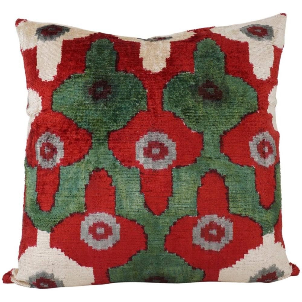 Thanks, A LOT Kissenhülle Thanks A LOT Kissenhülle Silk-Velvet Rot-Offwhite-Grün 50 x 50 cm