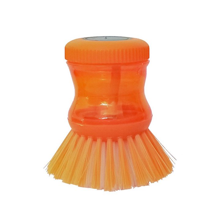 EDCO Topfbürsten-Aufsatz SPÜLBÜRSTE mit Spülmittelbehälter Geschirrbürste Spülschwamm Topfbürste Bürste 36 (Orange)
