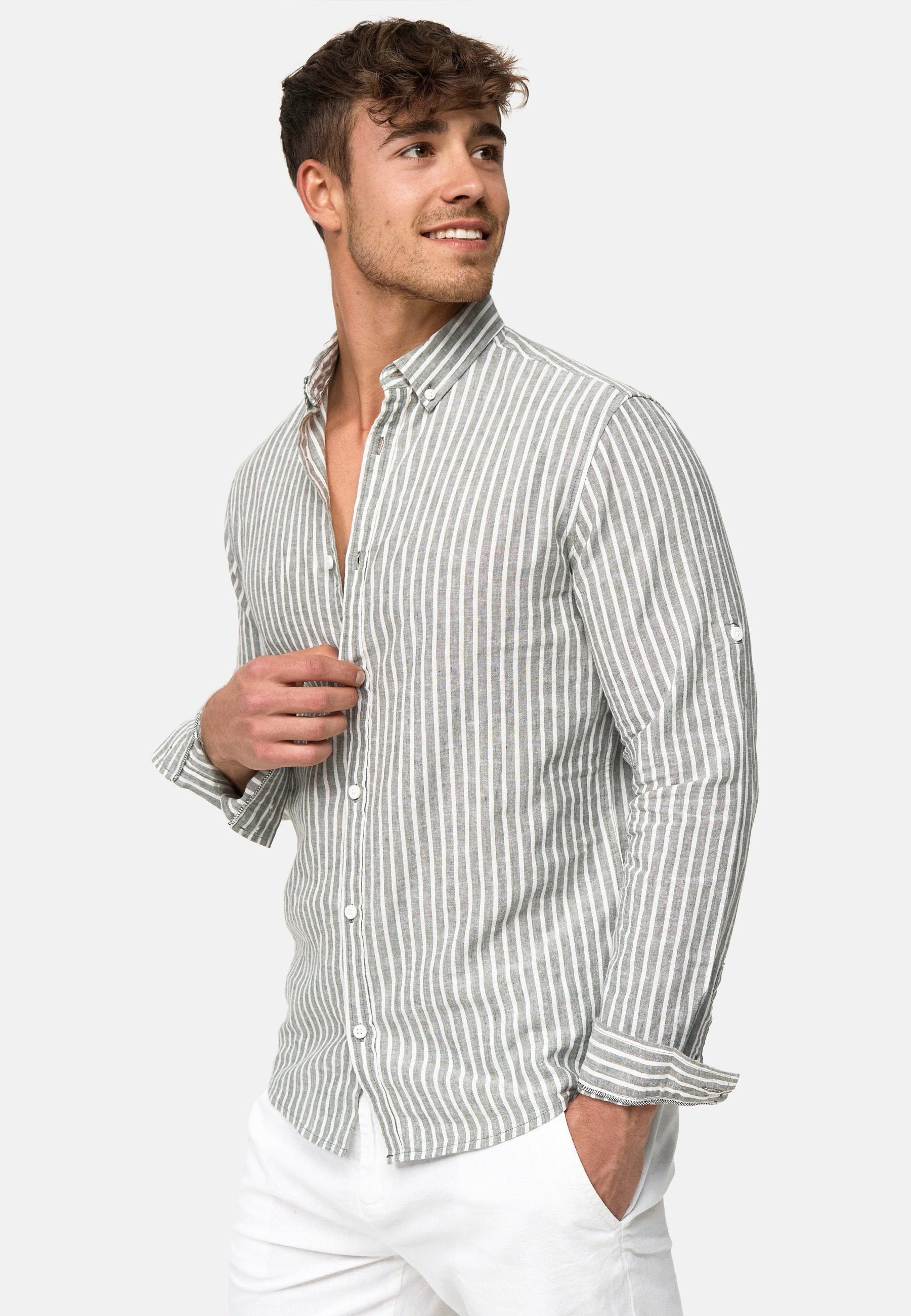Indicode Langarmhemd Herren Brayden Herrenhemd Langarm mit Button-Down-Kragen