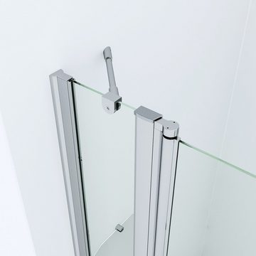 AQUABATOS Dusch-Falttür Begehbare Dusche faltbar Duschtür in Nische mit Festteil Nischentür, 90x187 cm, Einscheiben-Sicherheitsglas (ESG) 5 mm
