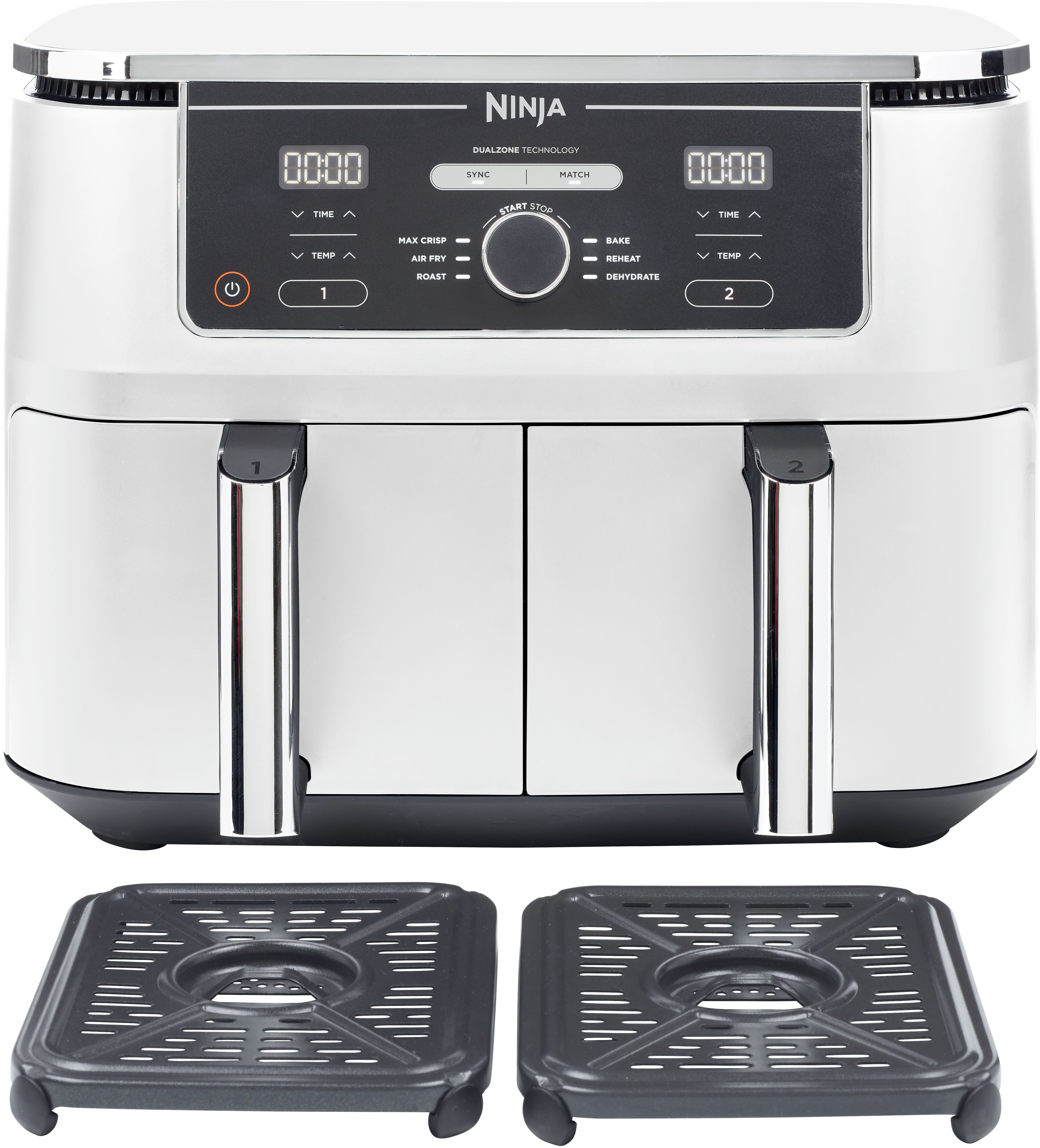 NINJA Heißluftfritteuse Ninja Foodi MAX Dual Zone Heißluftfritteuse AF400EUWH, 2470 W, Zwei Gerichte auf zwei Arten gleichzeitig garen