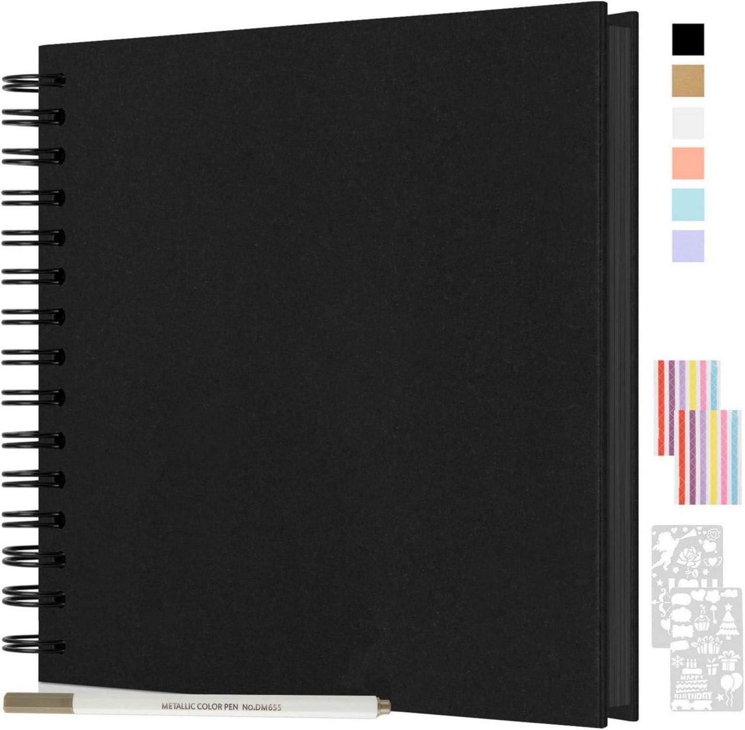 Fotoalbum Fotoalbum Spiralalbum Scrapbook 24x24cm Schwarz 80 Seiten - DIY