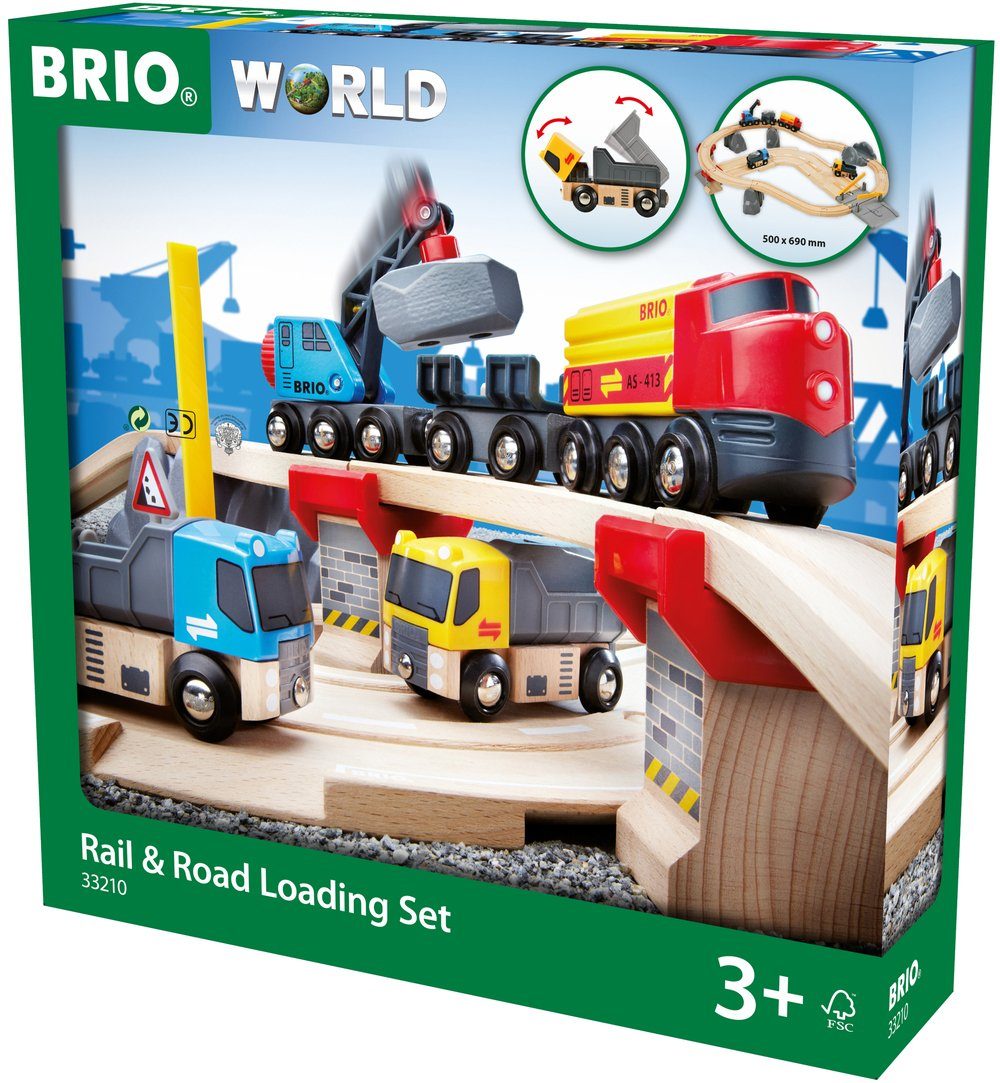 BRIO® Spielzeug-Eisenbahn BRIO® WORLD, Straßen & Schienen Steinverlade Set, (Set)